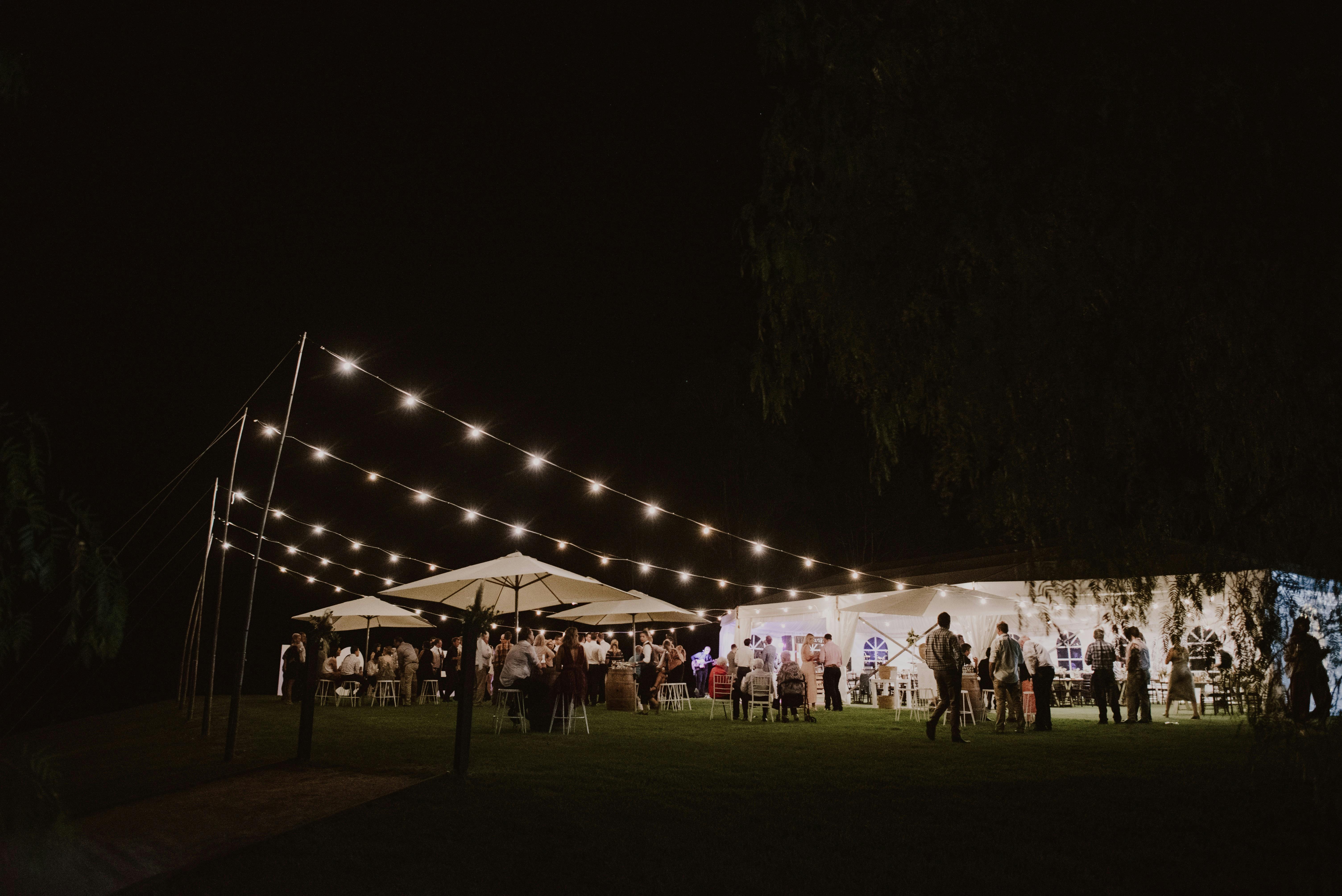 Festoon lit Marquee Lawn