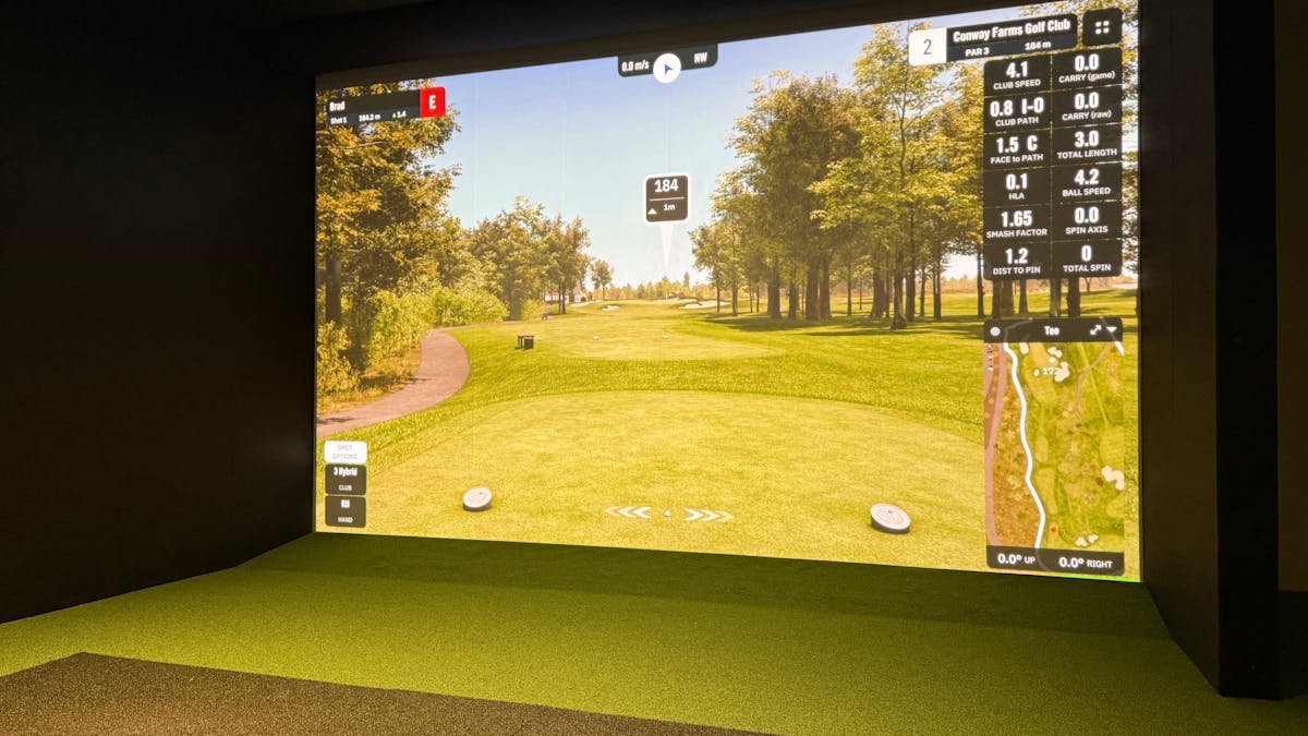 Birdies Bayside as an indoor golf simulator with Protee VX launch monitor and simulator