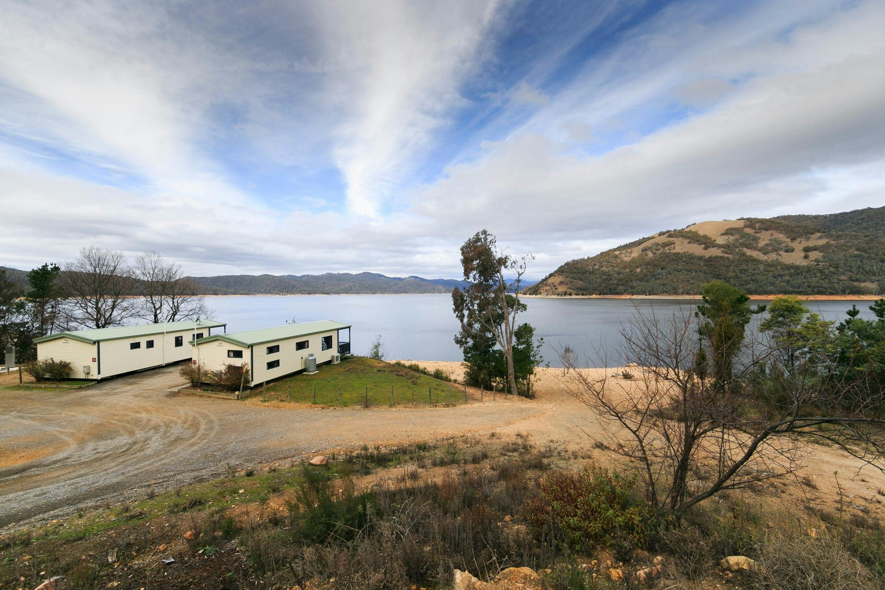 Two waterfront cabins at Reflections Holiday Parks Burrinjuck Waters