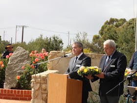 Speaker and wreath-layer at Memorial service