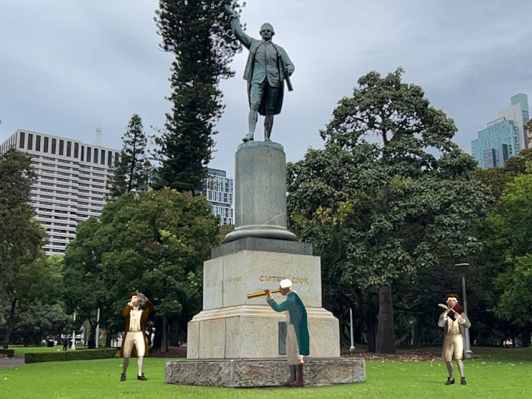 Statue of Captain James Cook – Hyde Park, Sydney – Immersive Augmented Reality Sydney Walking Tours