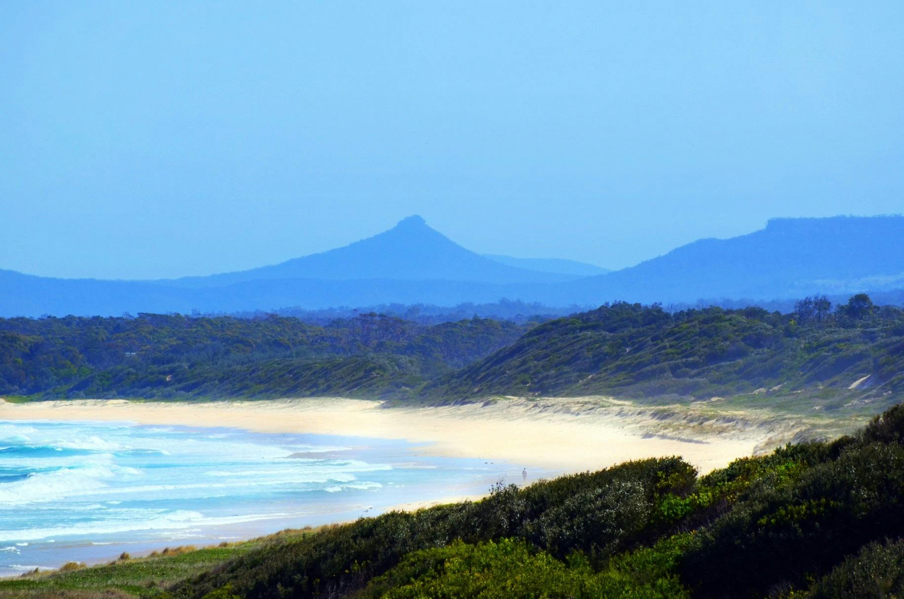 View to Pigeon House Mountain from Cudmirrah Nature Reserve Beach
