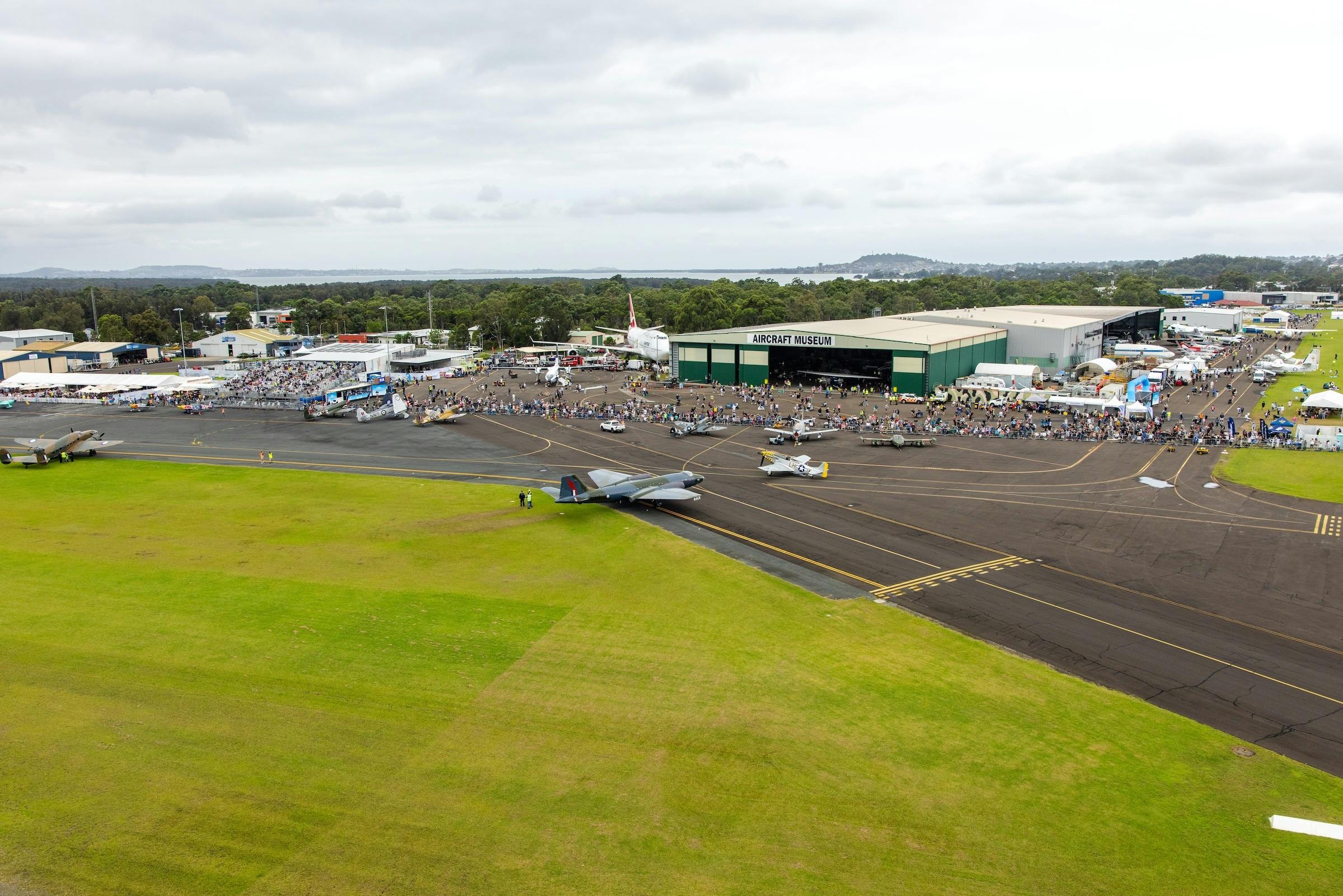 A birds-eye view of Shellharbour Airport ready for the airshow
