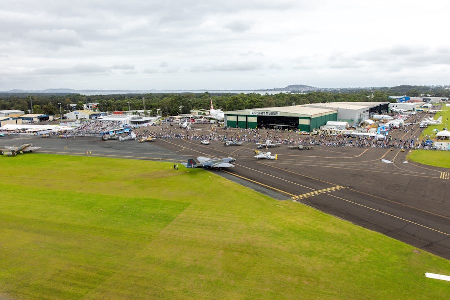 A birds-eye view of Shellharbour Airport ready for the airshow