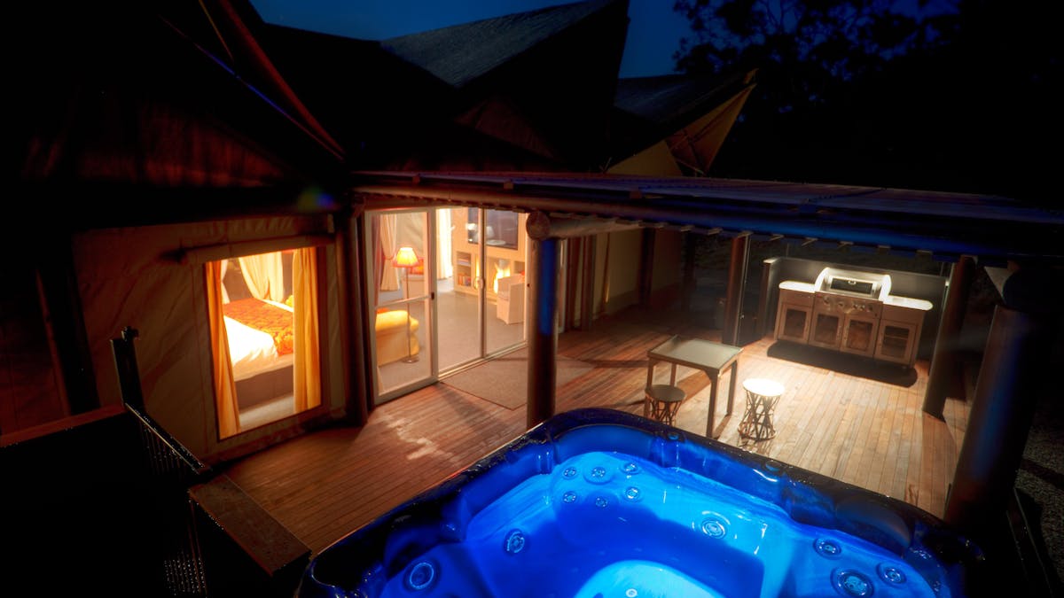 Luxury tent deck and spa