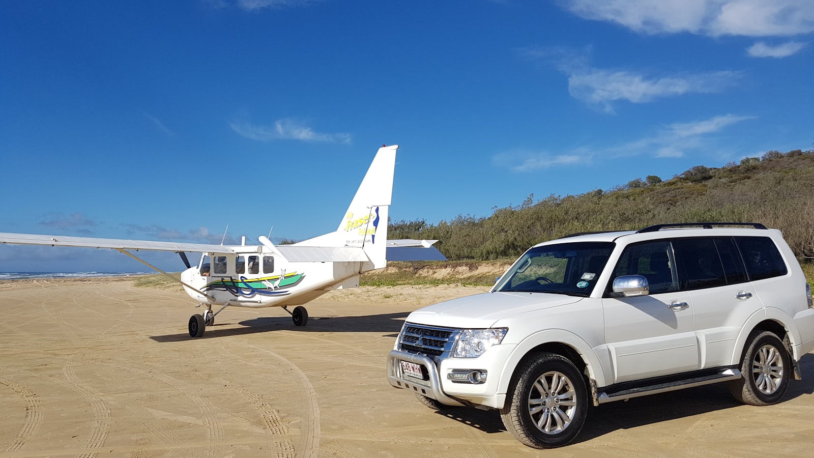Land on Fraser Island and collect your 4wd hire vehicle.