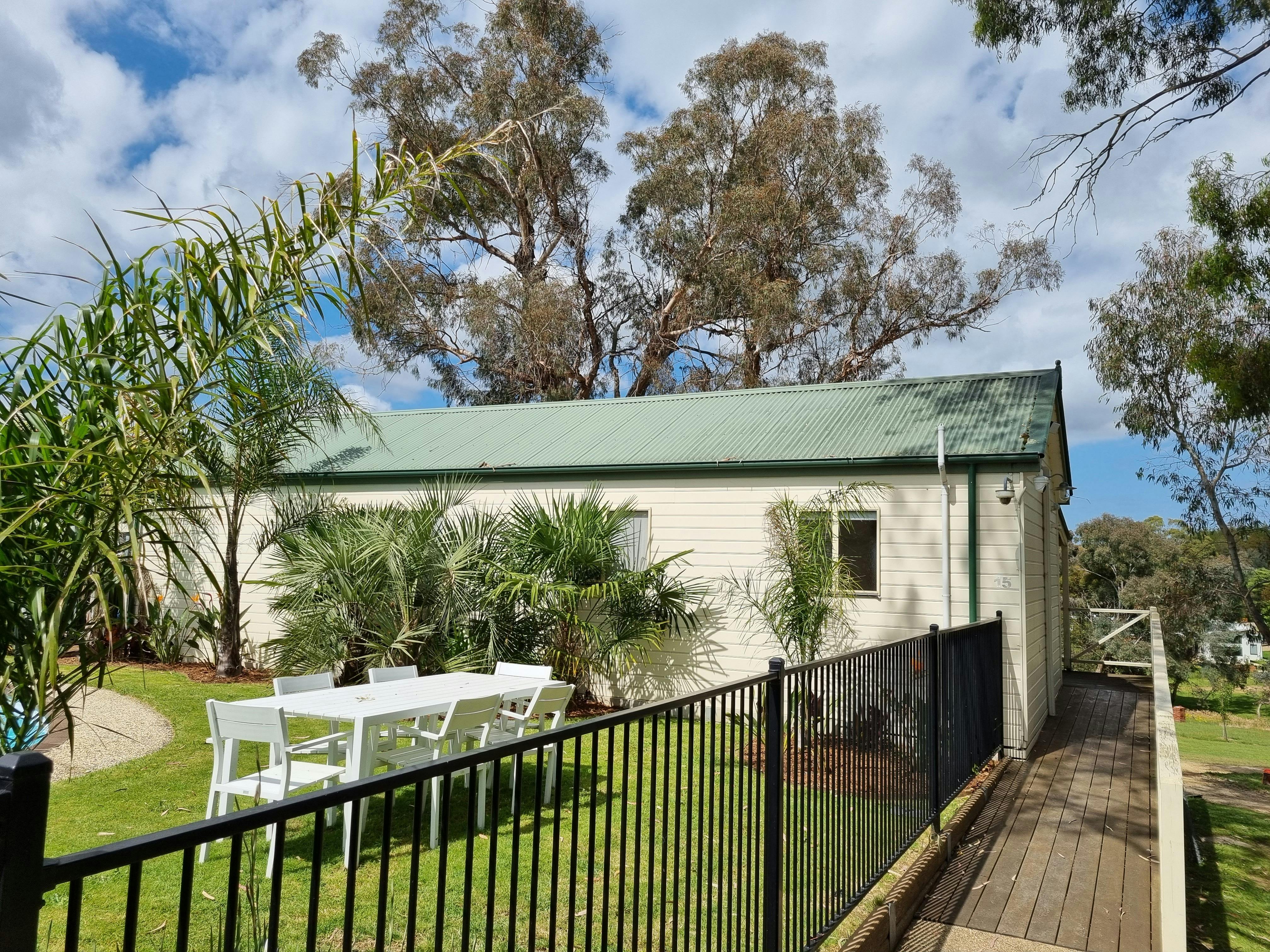 2 Bedroom 2 bathroom self contained spa cottage backs onto pool area