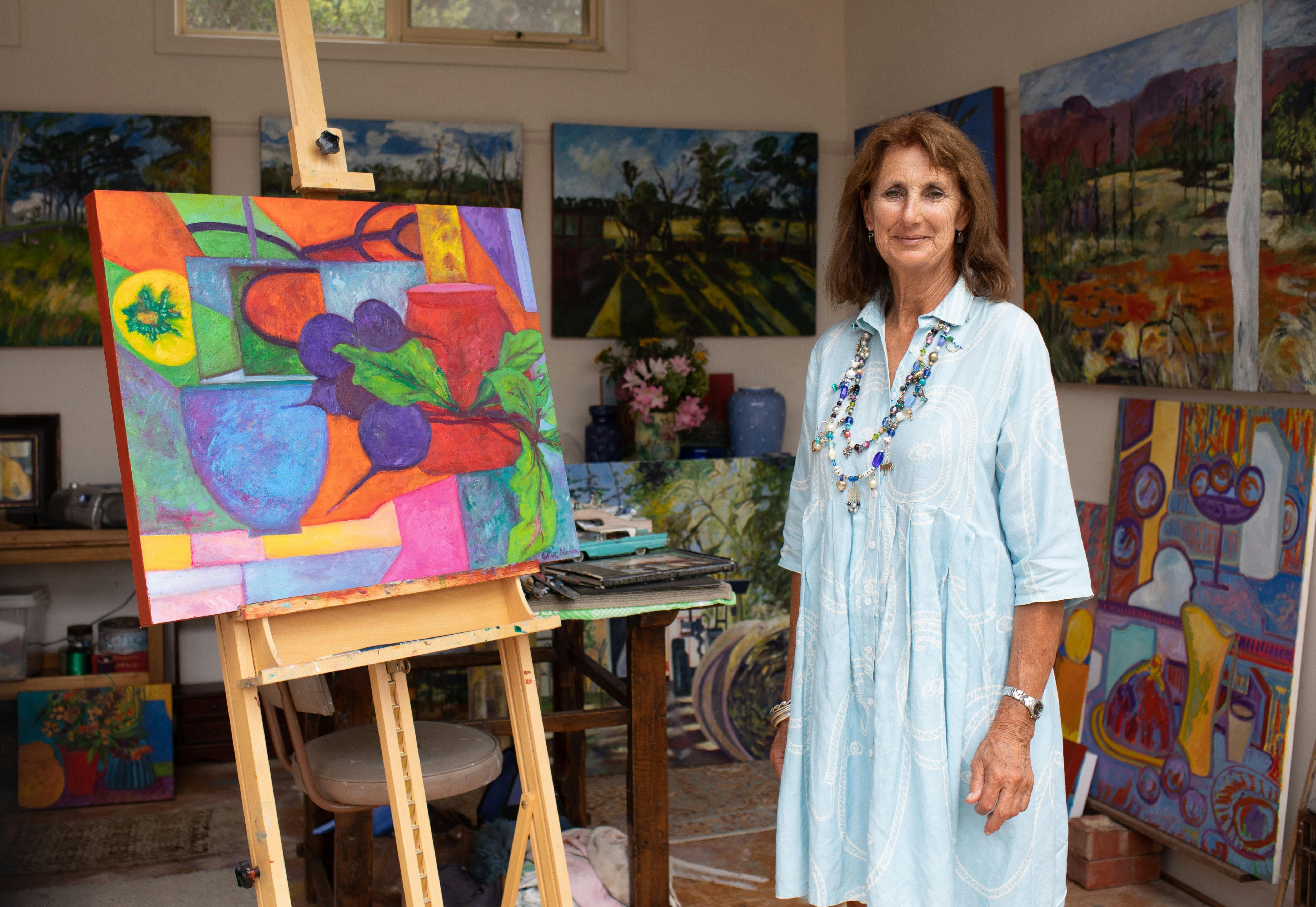 Cathie Coleman in her studio