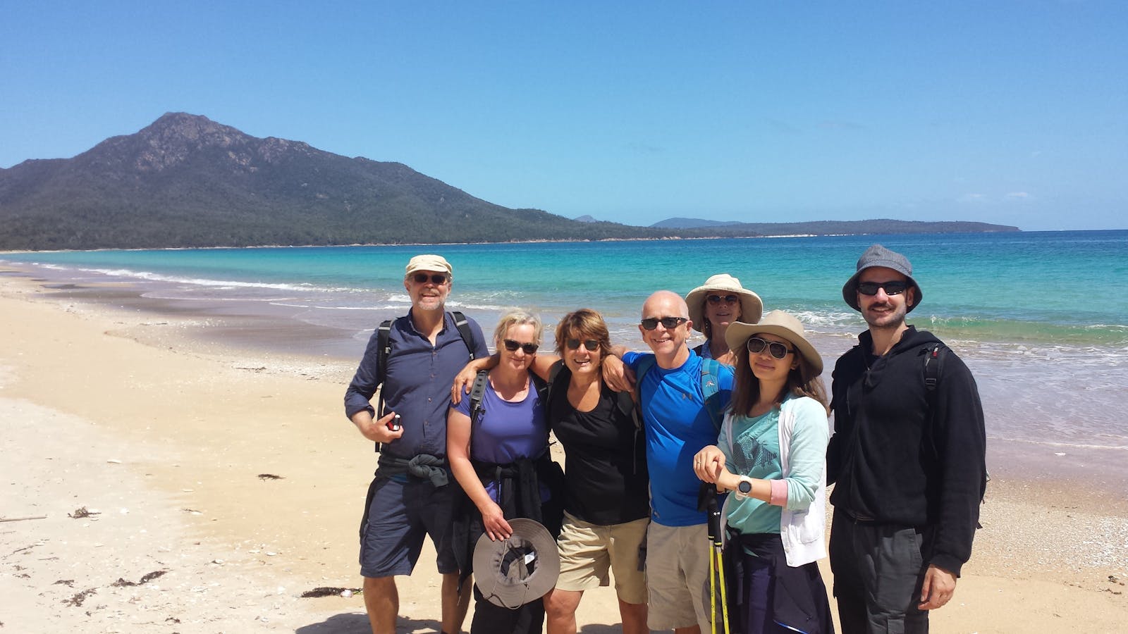 Happy hikers on the Freycinet & Wineglass Bay pack-free walk by Life's An Adventure