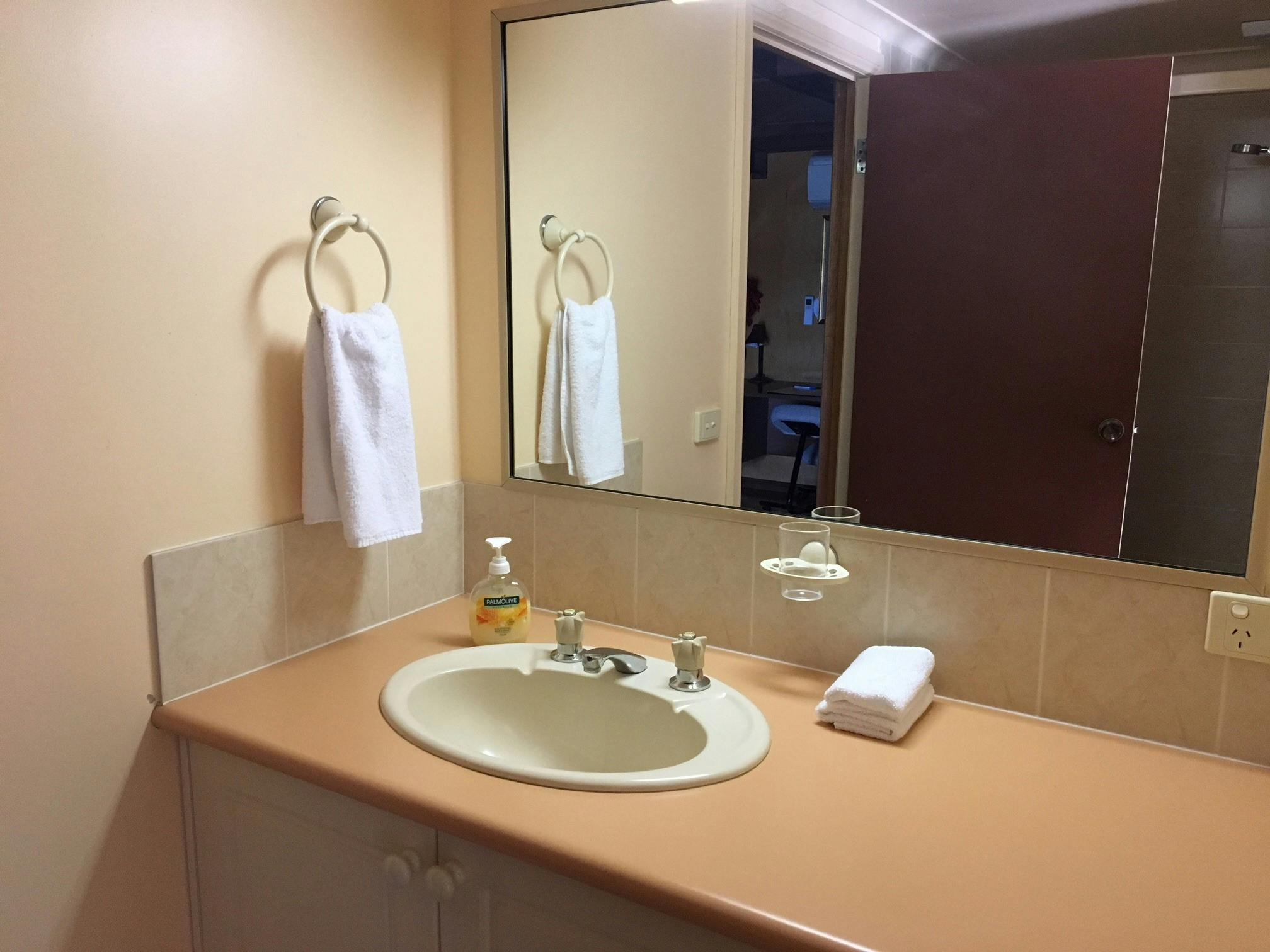 bathroom vanity and mirror