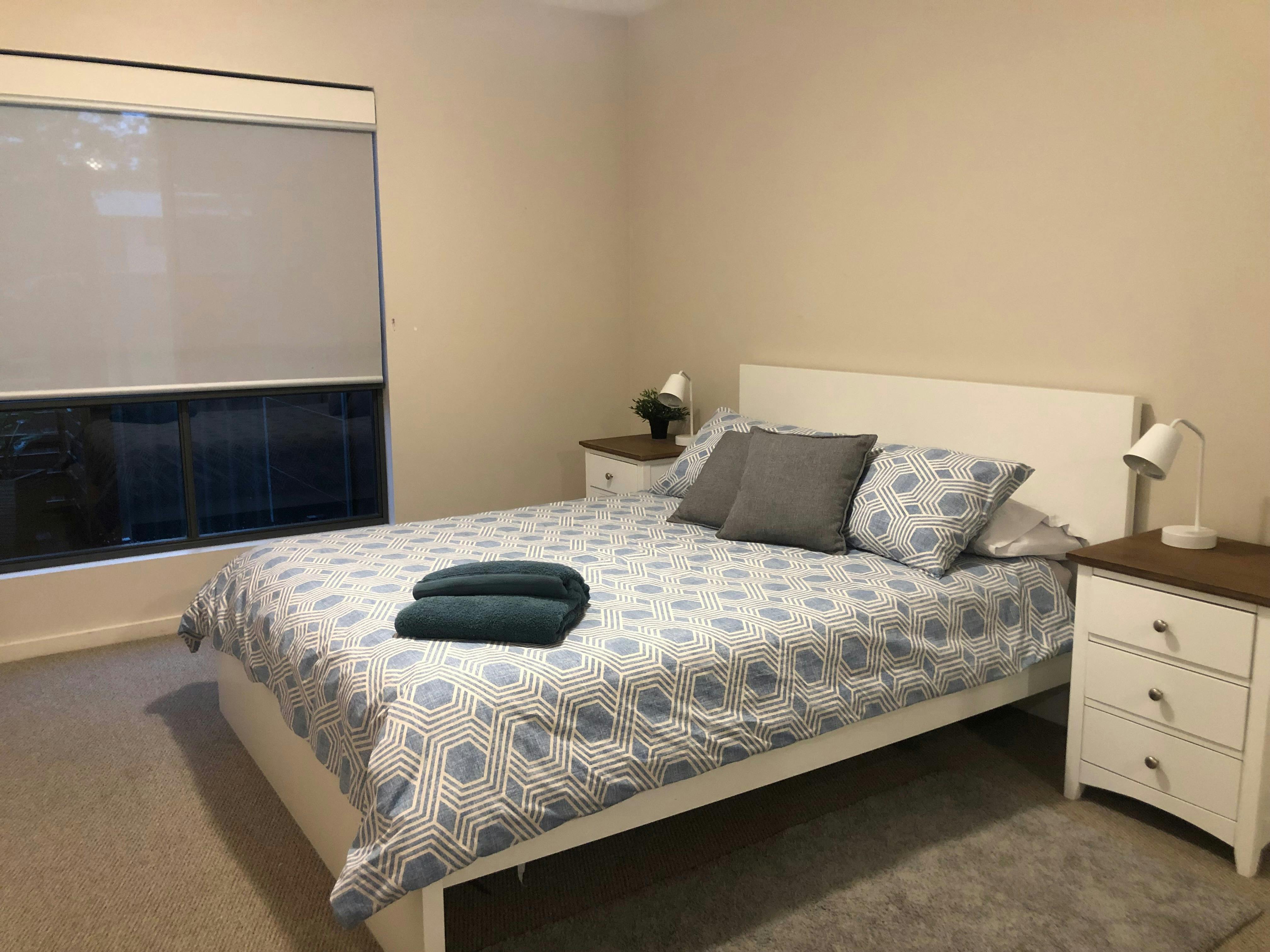 Large Queen bedrooms with blockout blinds