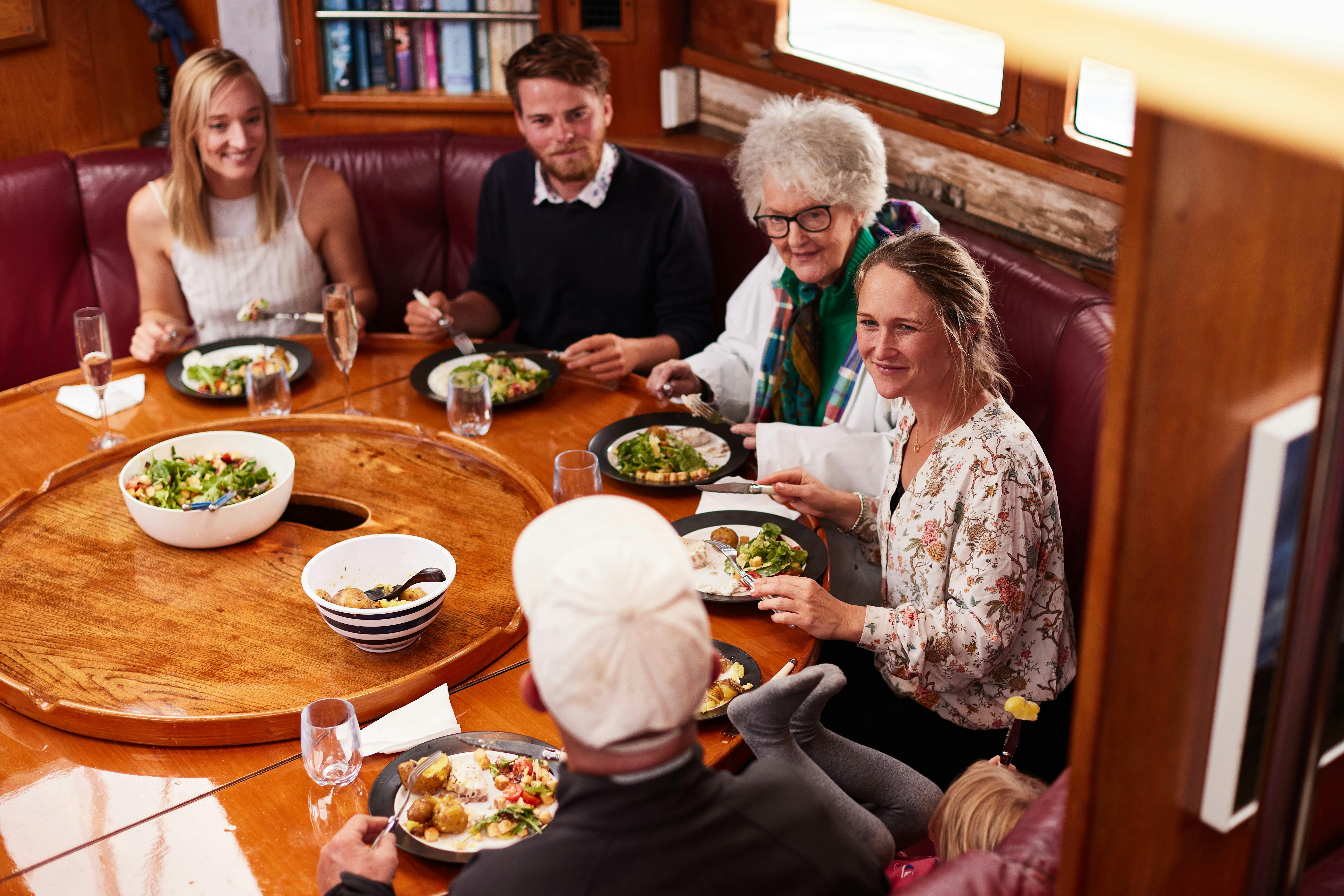 Lunch in Helsal IV's large saloon