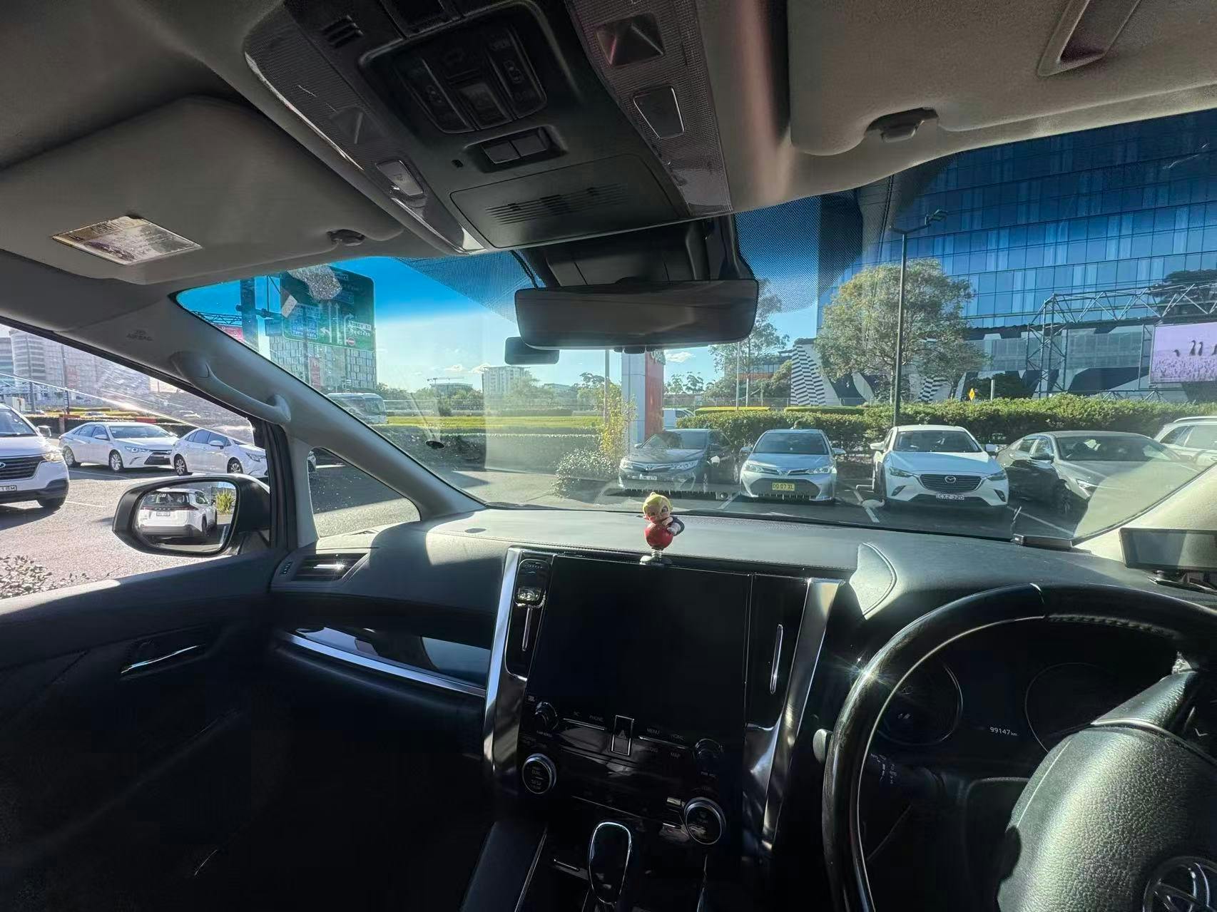 Driver's view from the Toyota Alphard front seat in Sydney