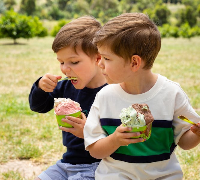 Twins enjoying ice cream