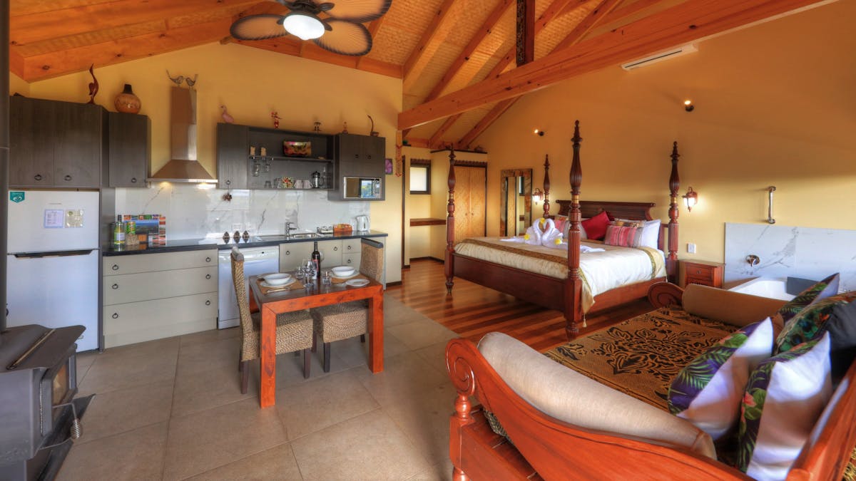 Benoa Villa internal photo, kitchen, king bed, fire place, day bed