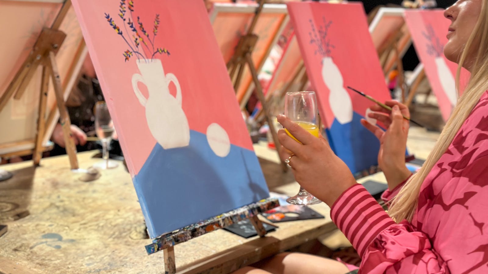 Sip and Paint in a relaxing and fun atmosphere.