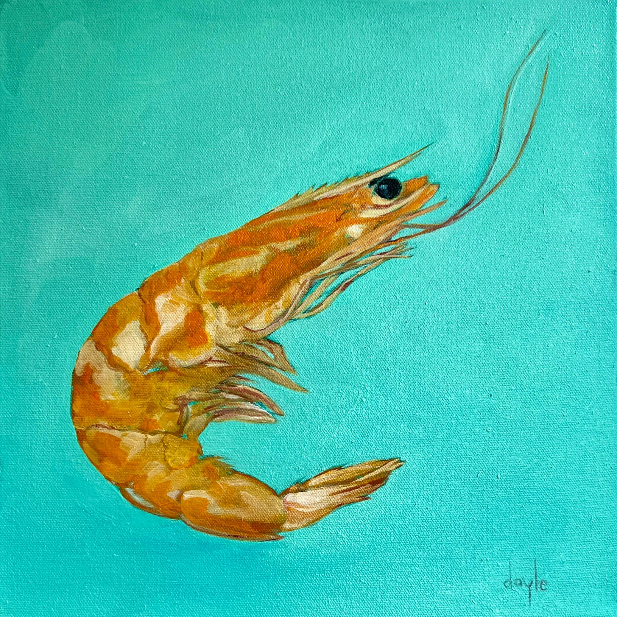 Oil painting of a prawn