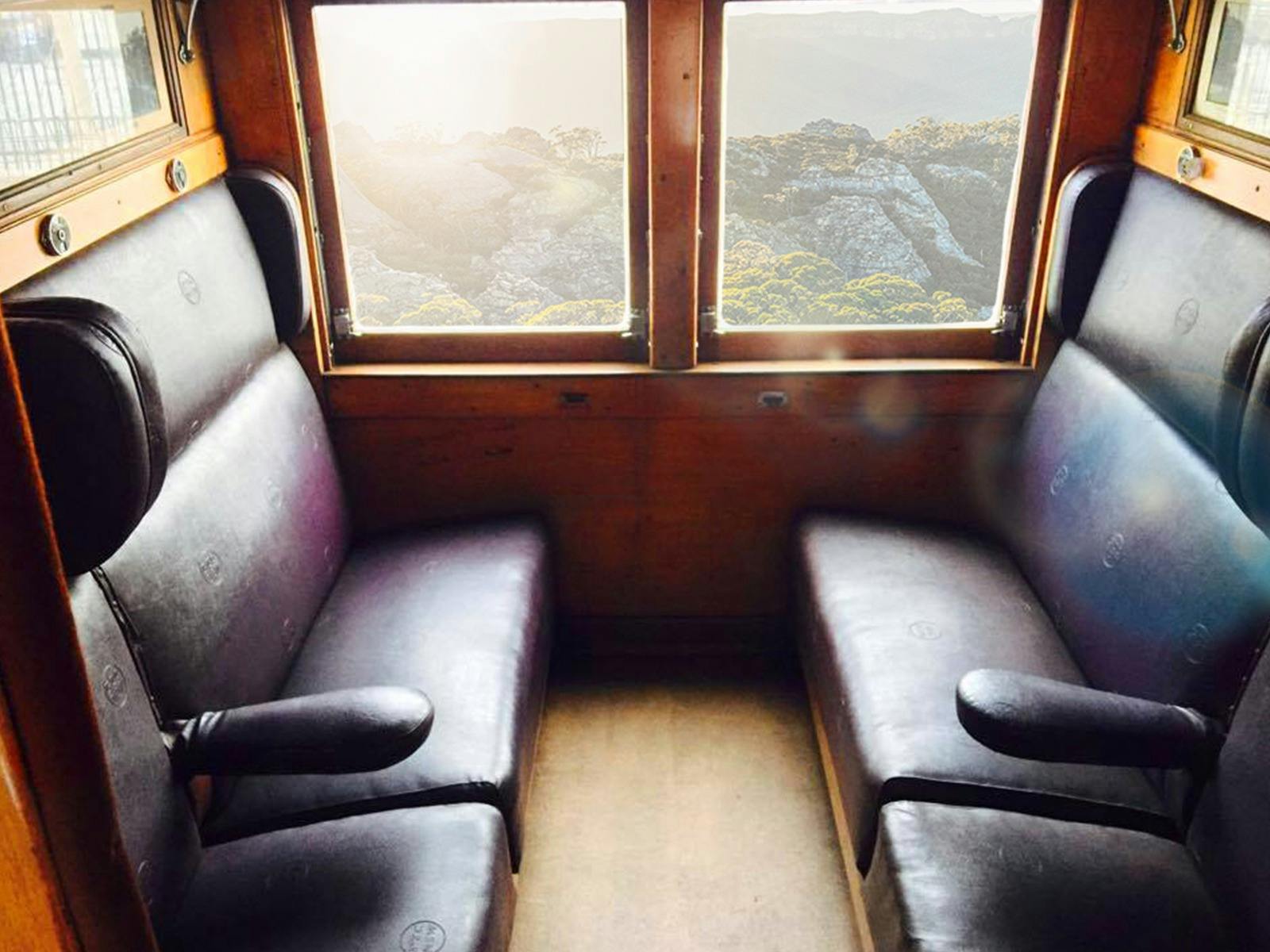 Heritage train carriage with Lachlan Valley Railway