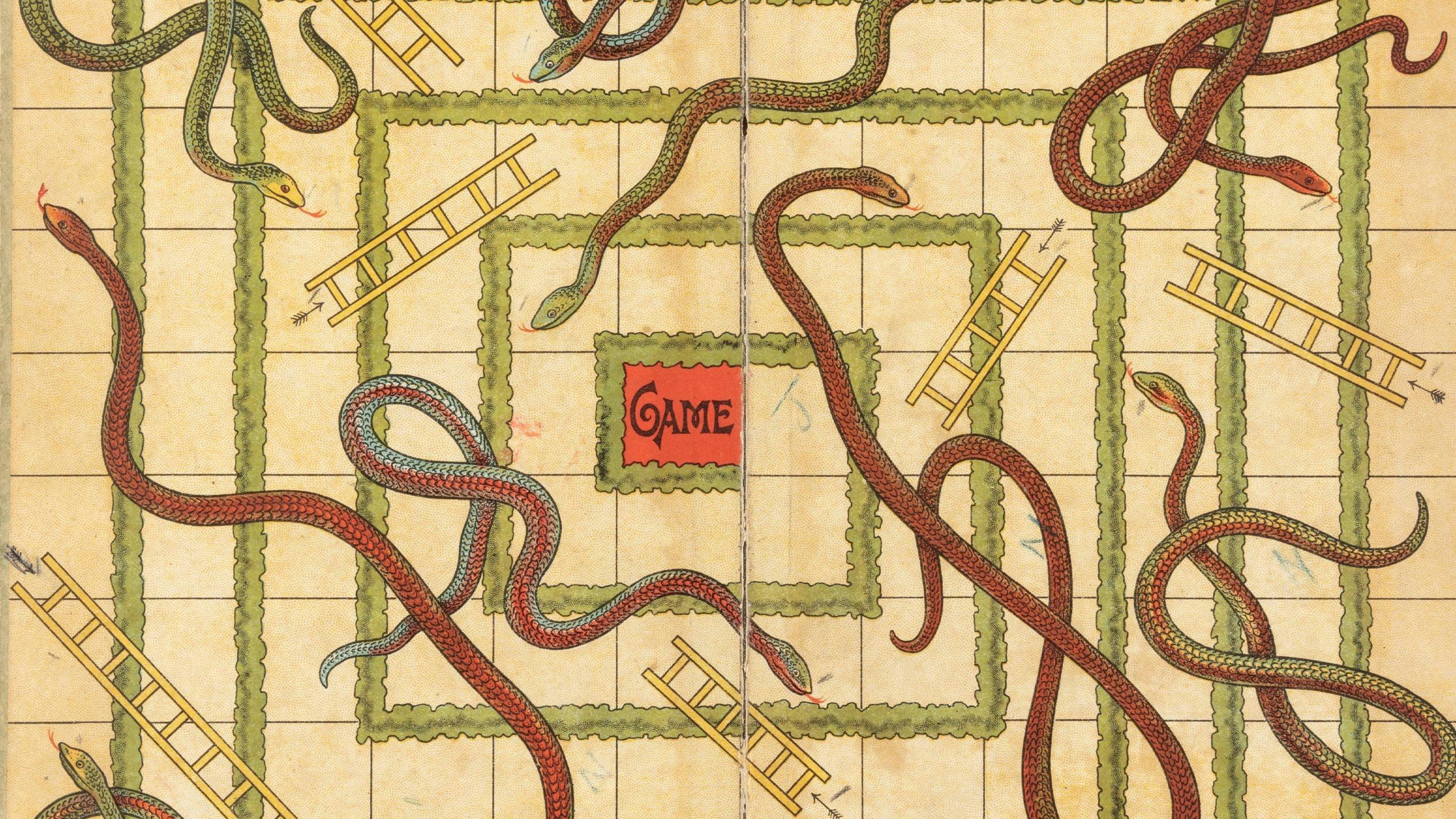 Snakes and Ladders board game, 1910-1970. Object No. 85/2579-220