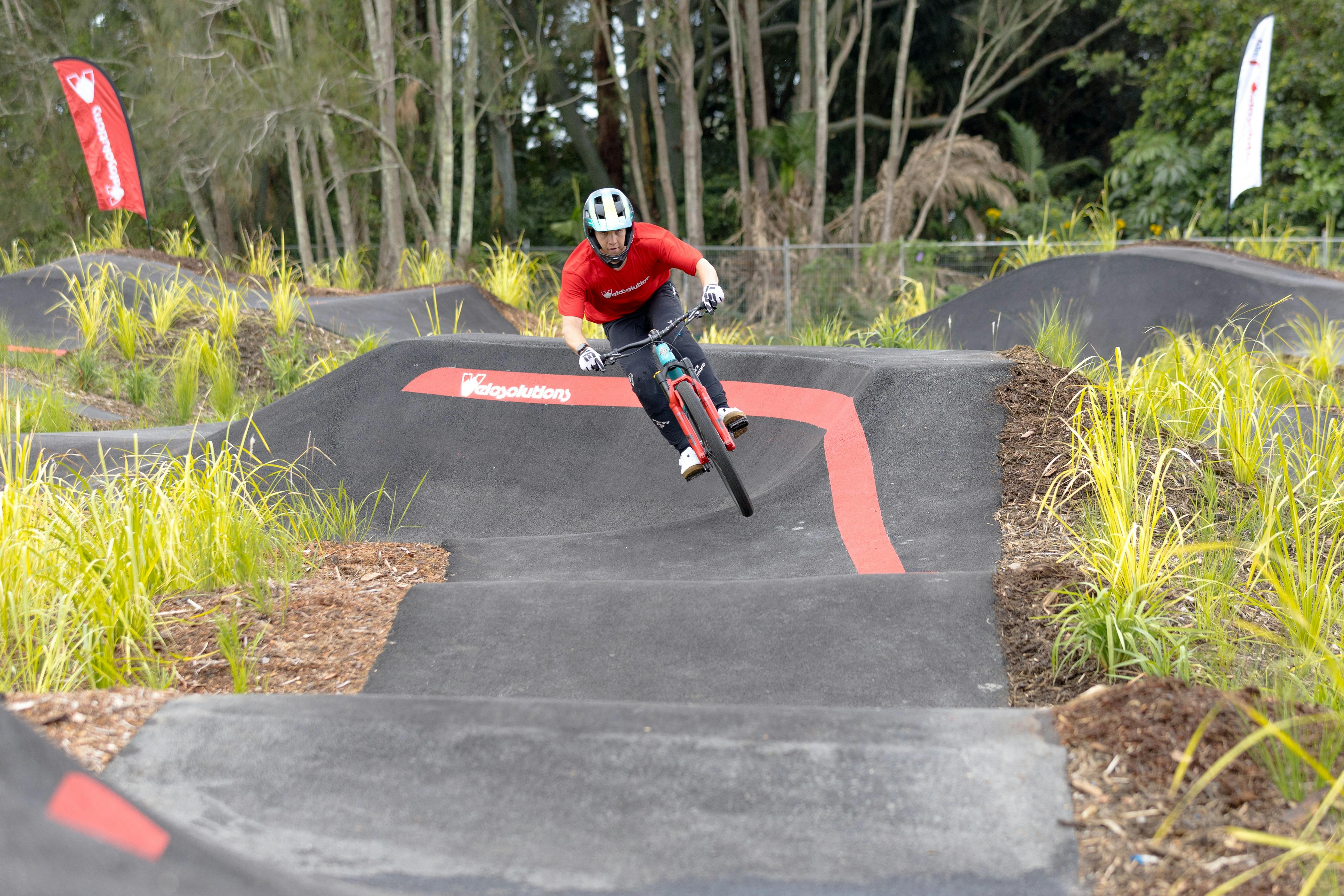 biker on the pump track