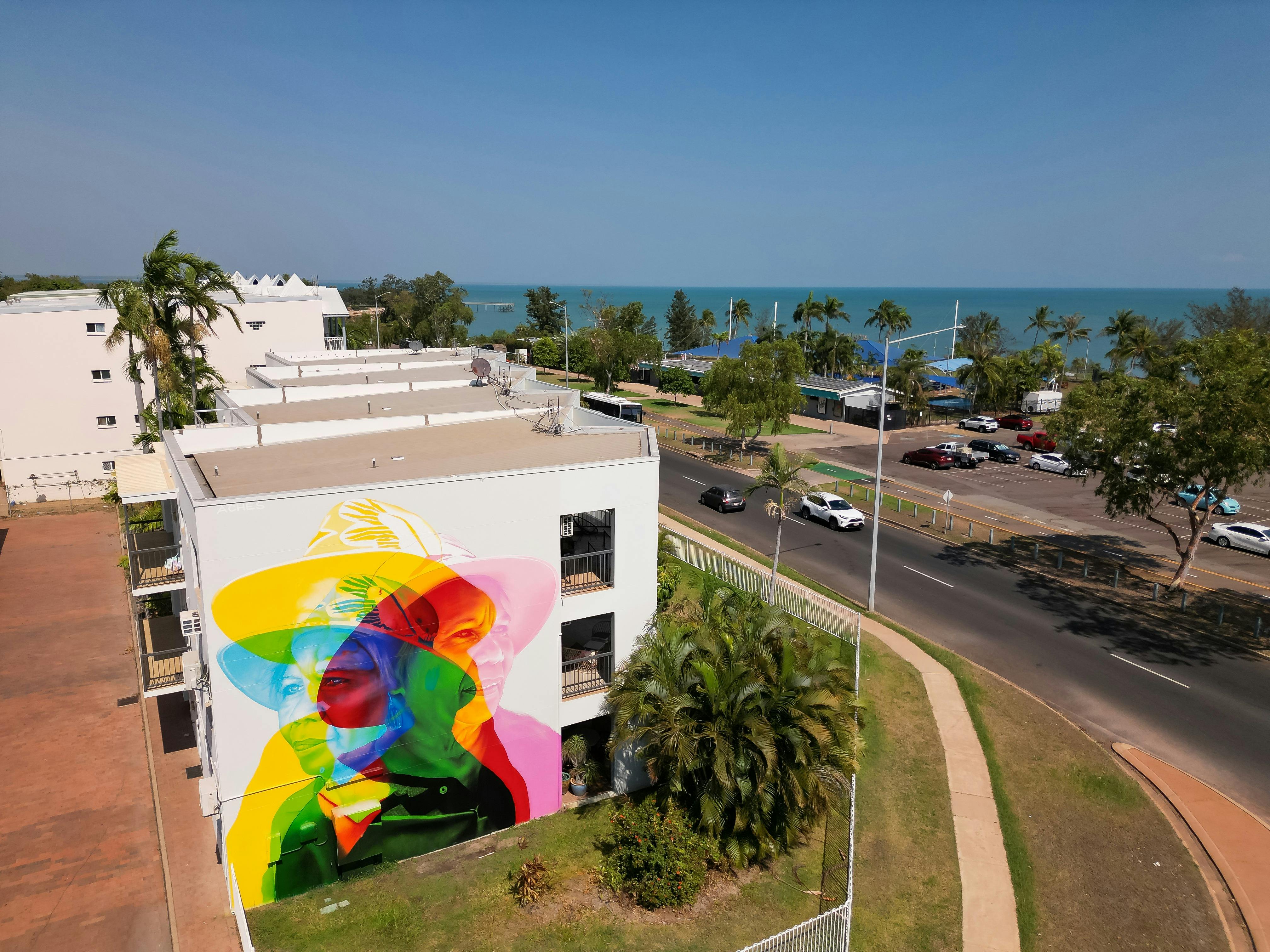 Irish artist 'Aches's stunning mural of local Indigenous artist, Denise Quall.