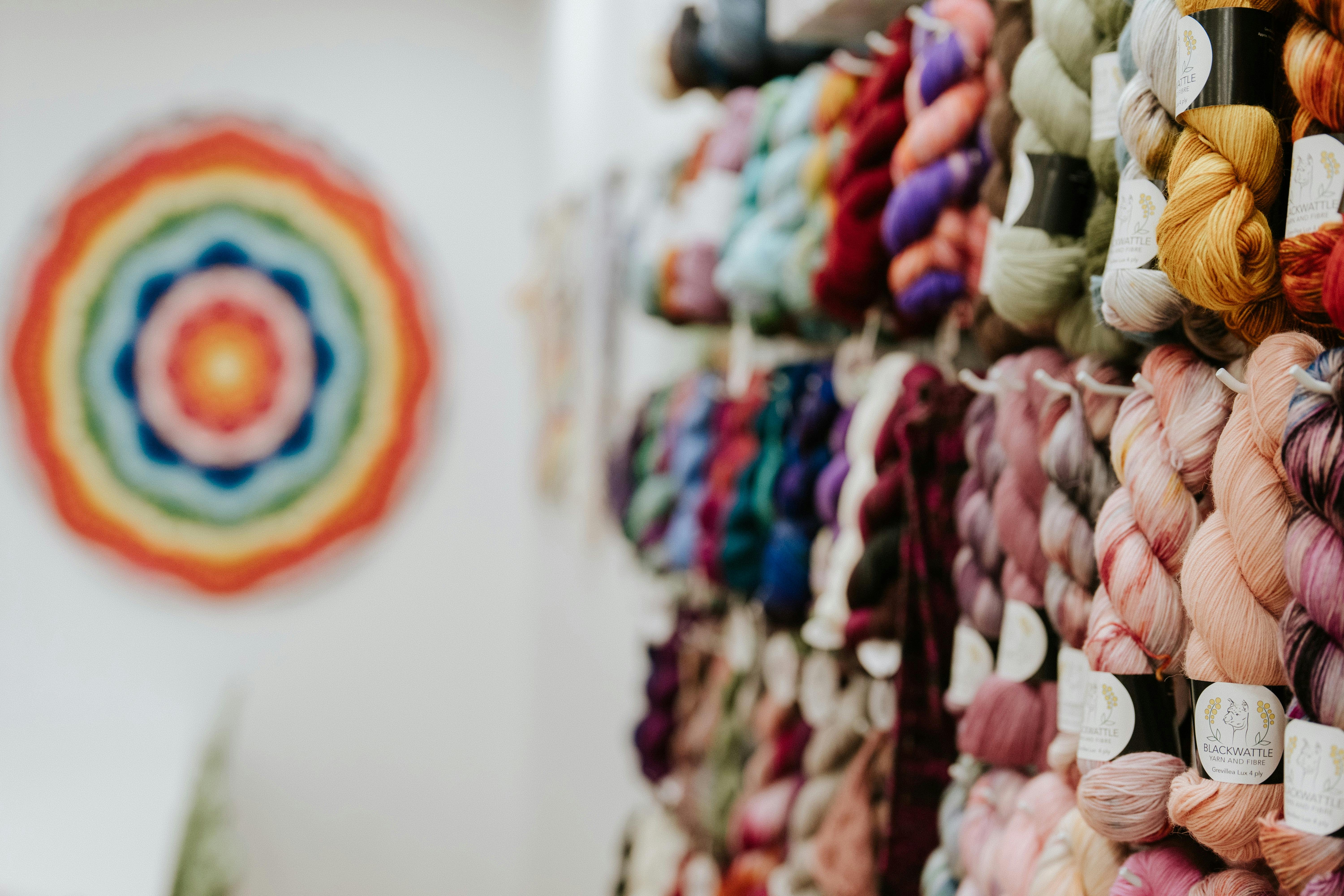 Shelves of colourful yarn at Castle Handmade in the Southern Highlands.