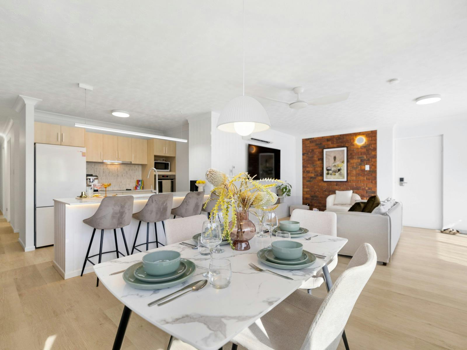 Open-plan Kitchen, Dining and Living areas