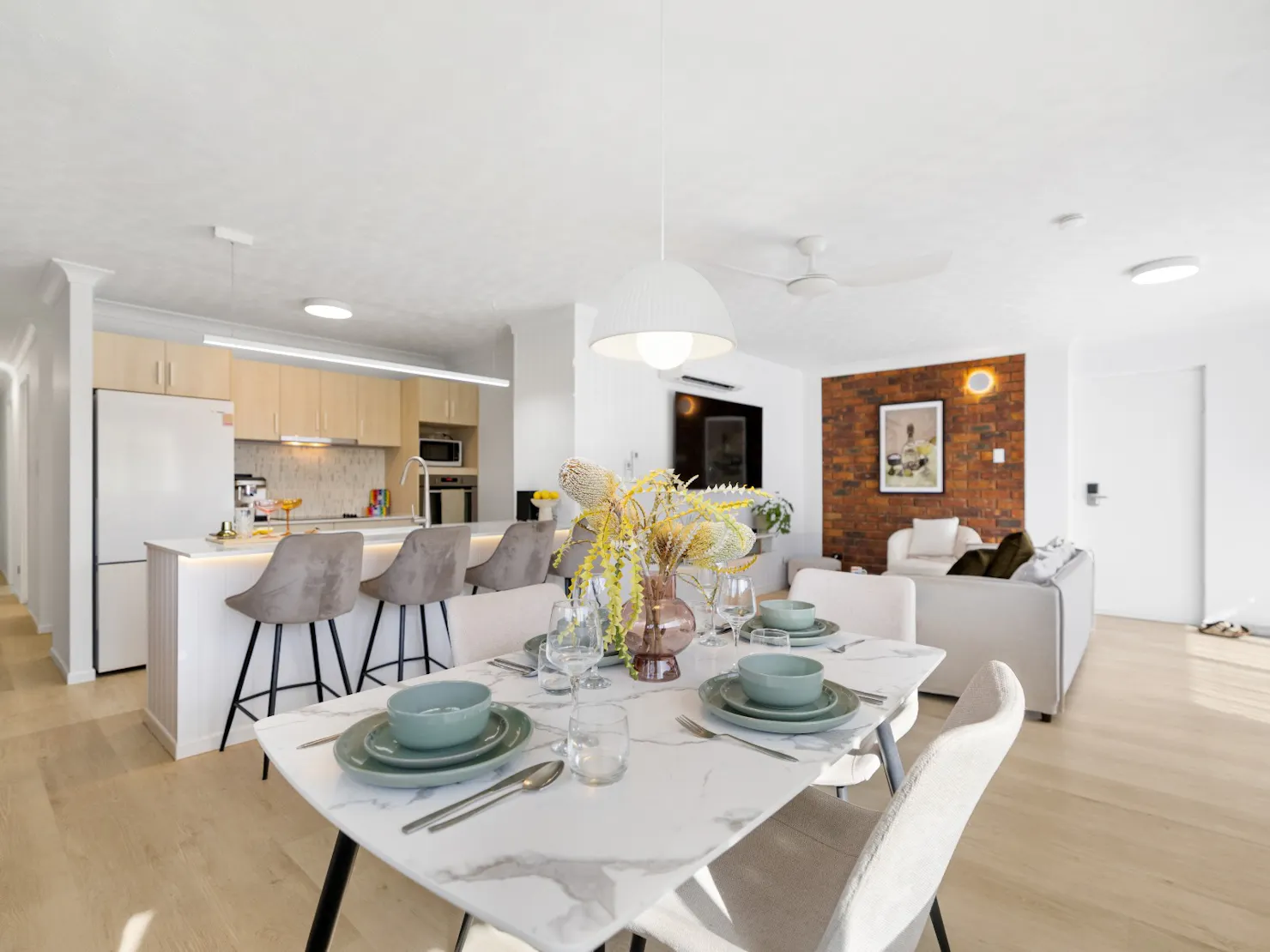 Open-plan Kitchen, Dining and Living areas