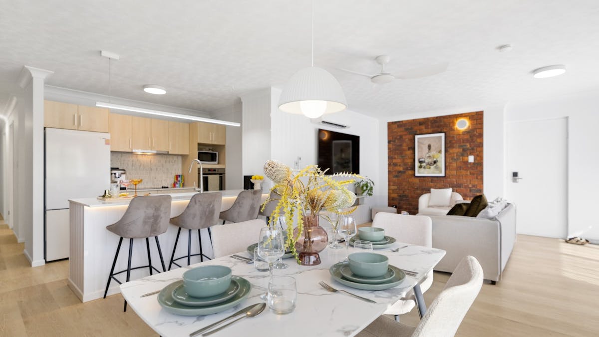 Open-plan Kitchen, Dining and Living areas