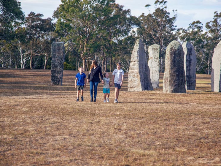 Family at the Australian Standing Stones Glen Innes