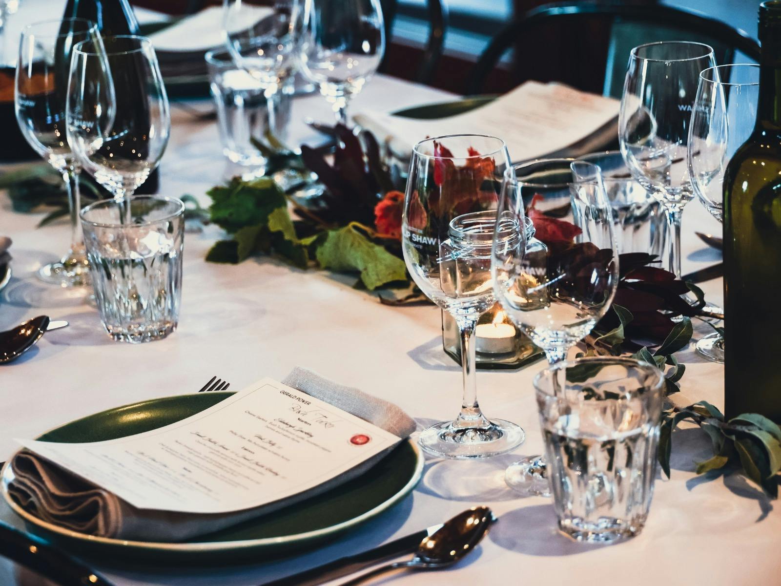 Philip Shaw Winery, table set.