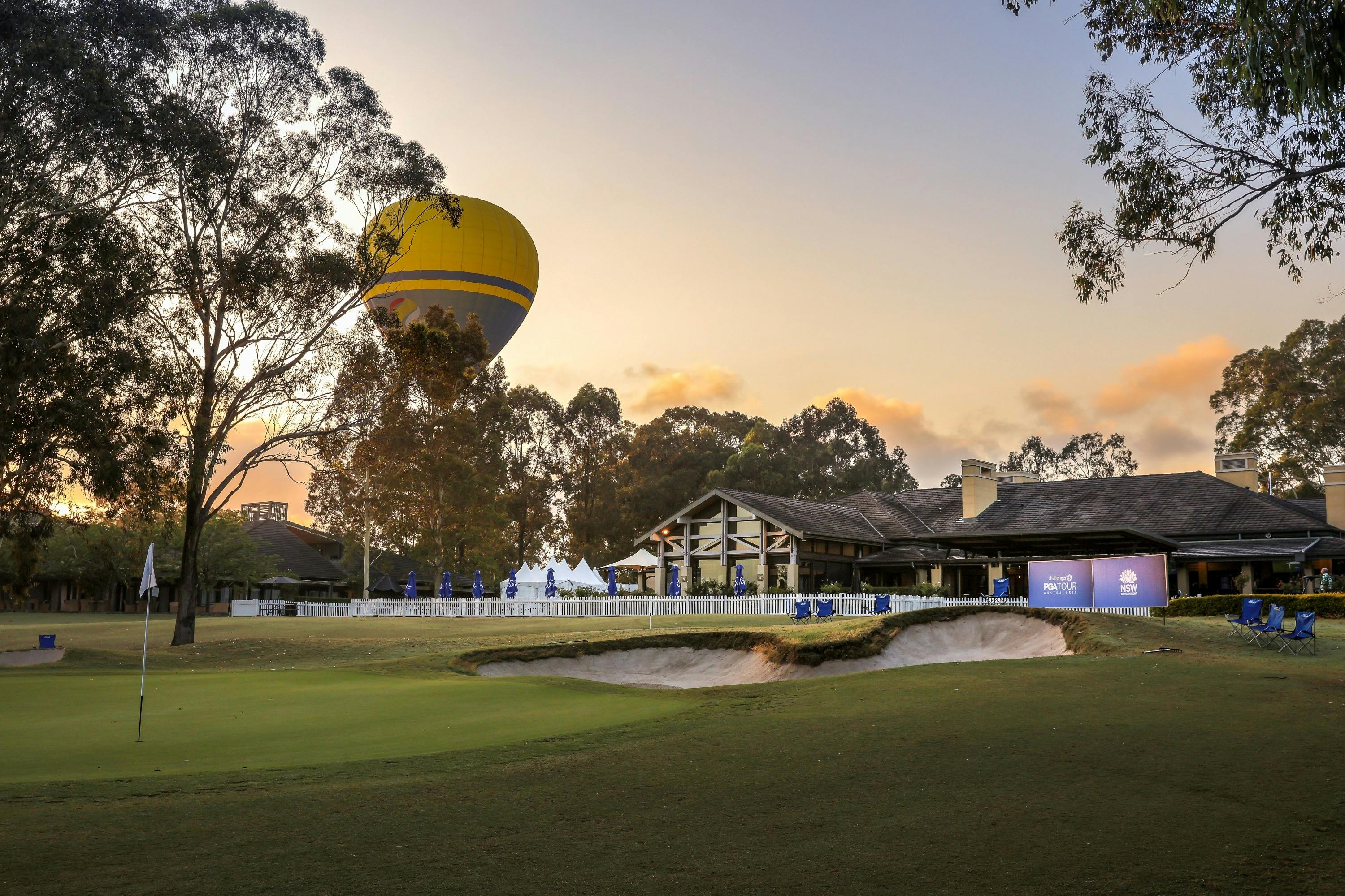 The clubhouse and a hot air balloon