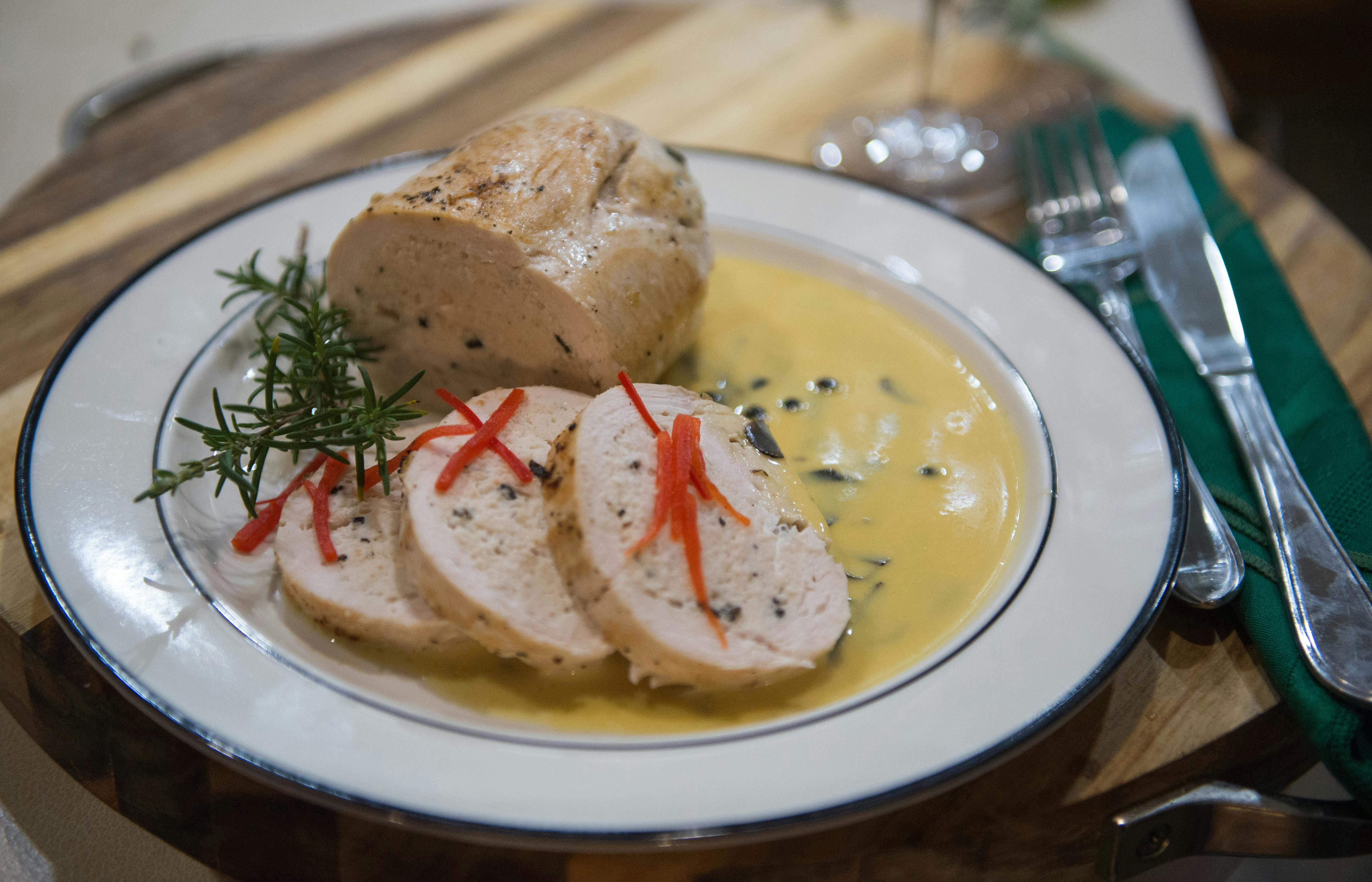 Truffled chicken roulade