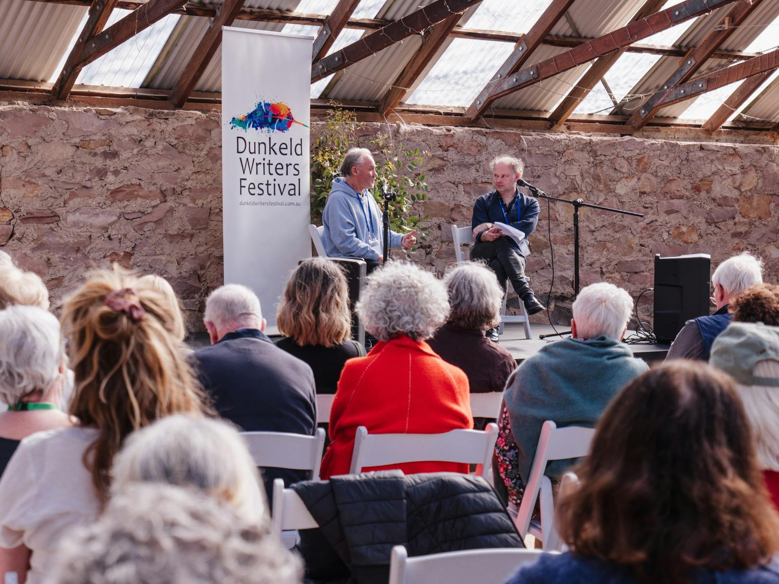 Tony Birch and Erik Jensen in conversation at Dunkeld Writers Festival