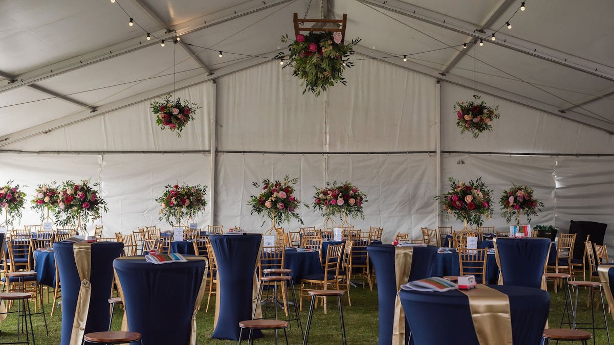 Tables & chairs in Marquee