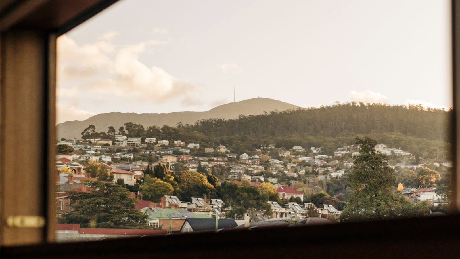 View of kunanyi / Mount Wellington from the sunroom