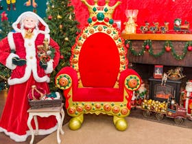 Santa visits daily beginning the middle of December. He even visits on Christmas Day.