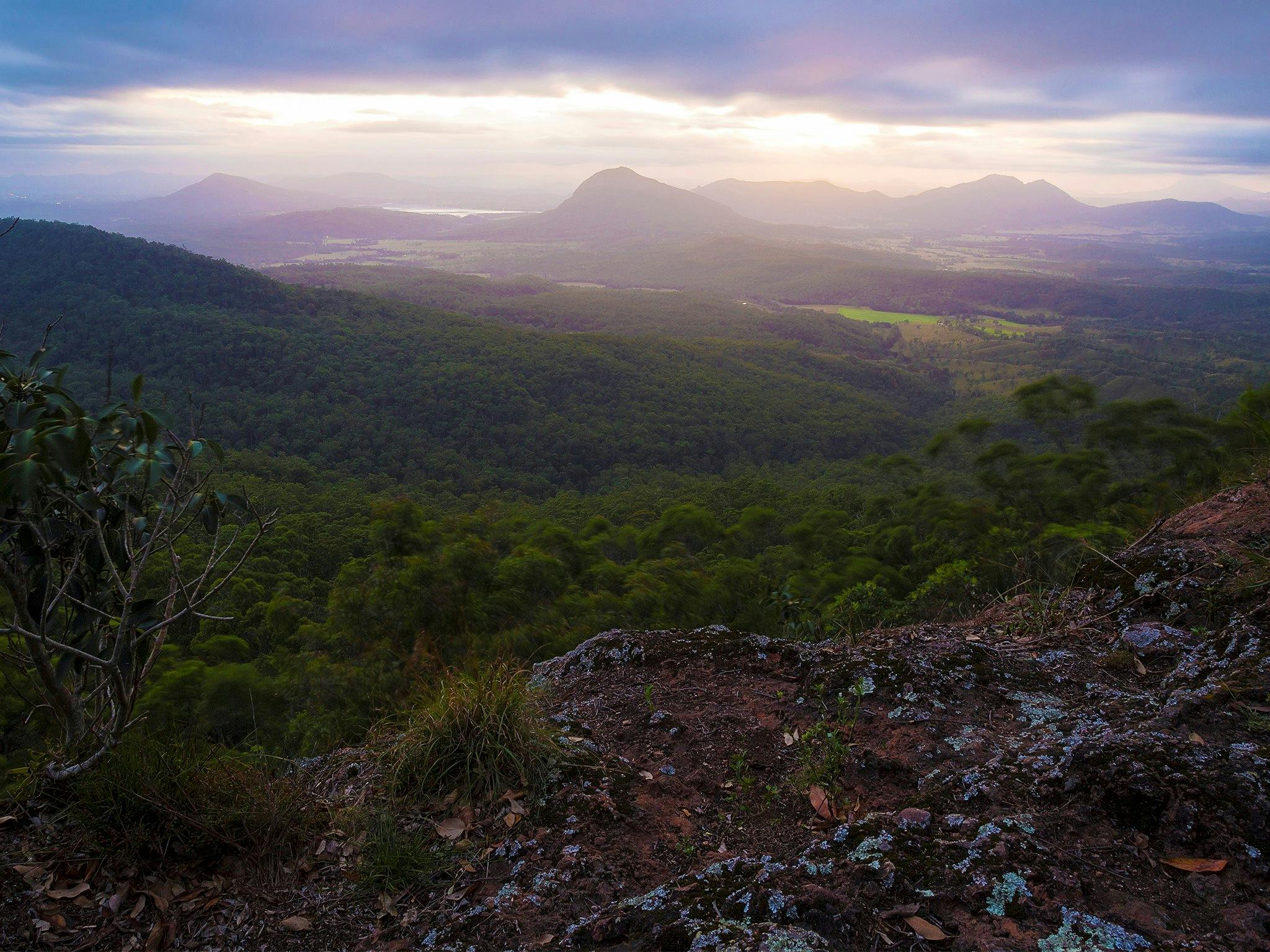 View over flats, mountains and valleys on cloudy day. View over flats, mountains and valleys on cloudy day.