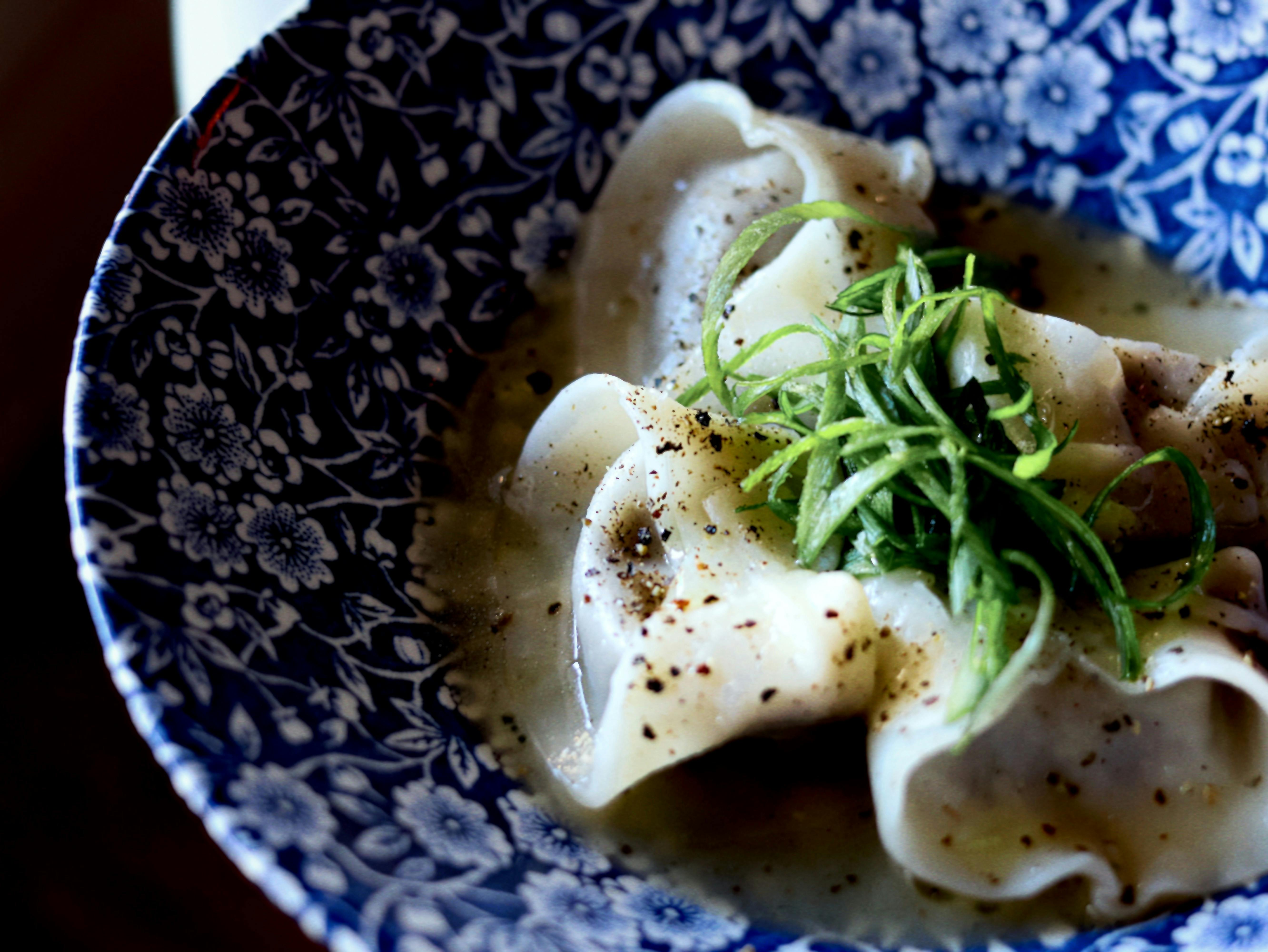 mushroom, tofu, edamame dumplings