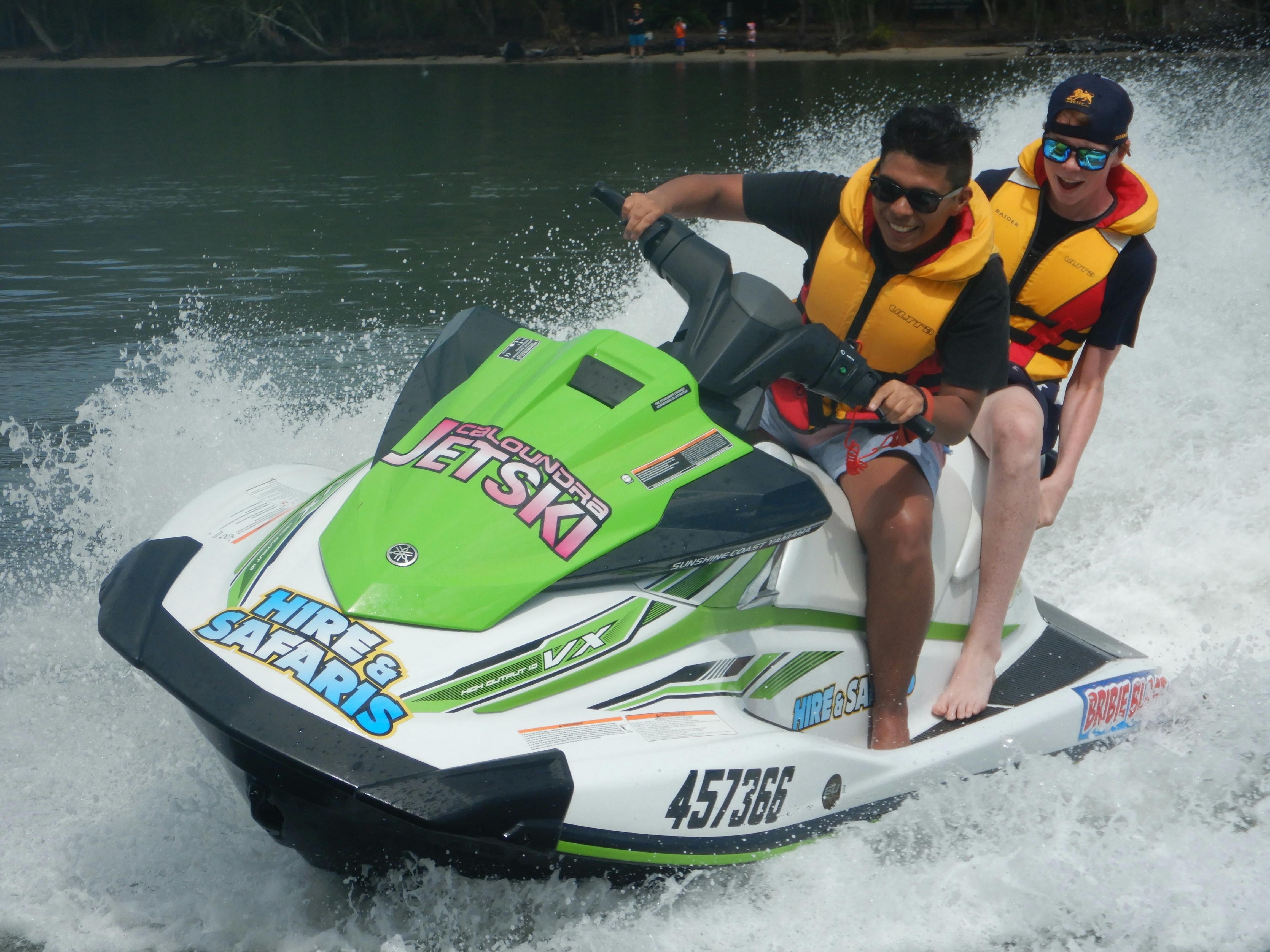 Best mates... sharing a jetski is a heap of fun
