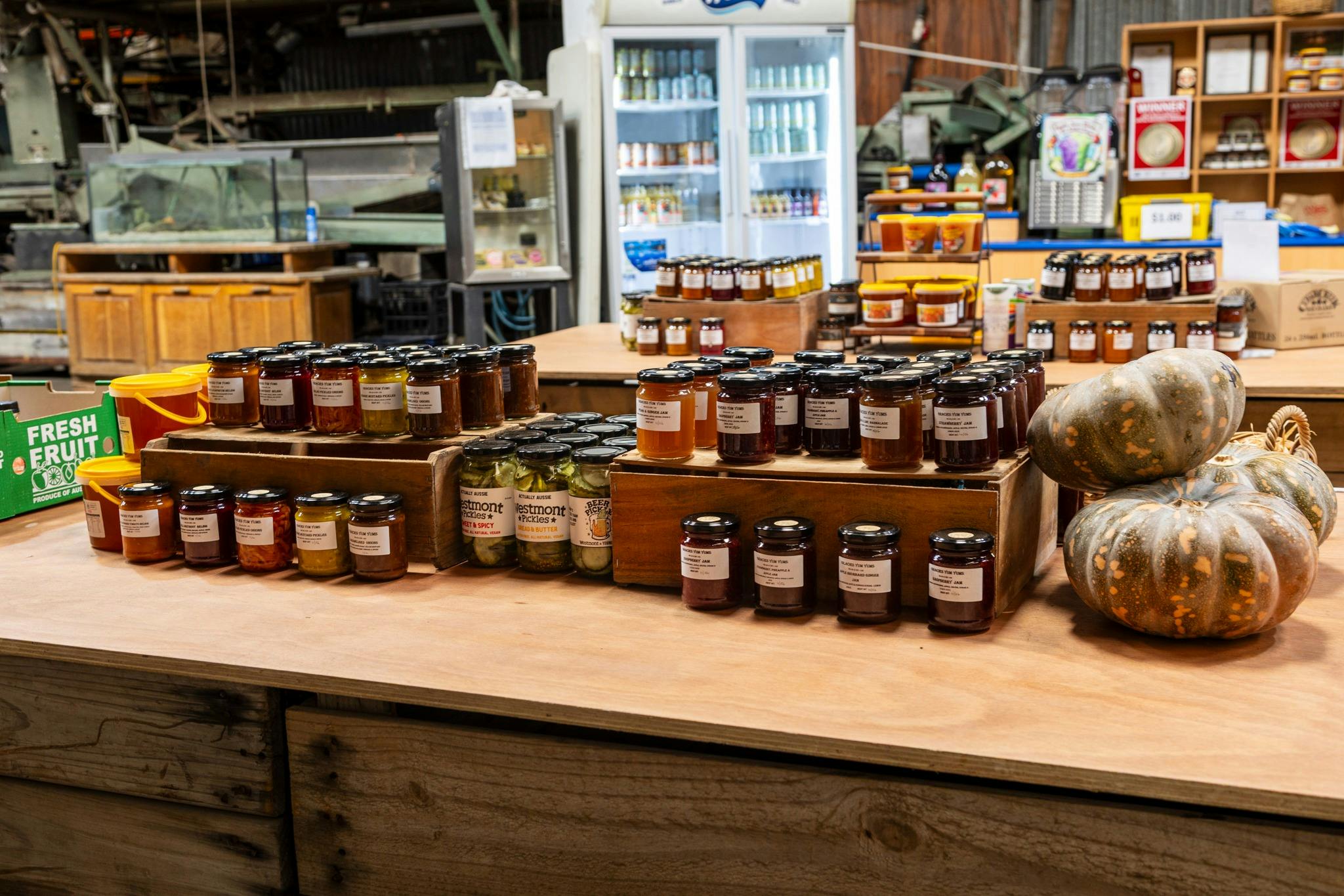 農場商店出售各種農產品。