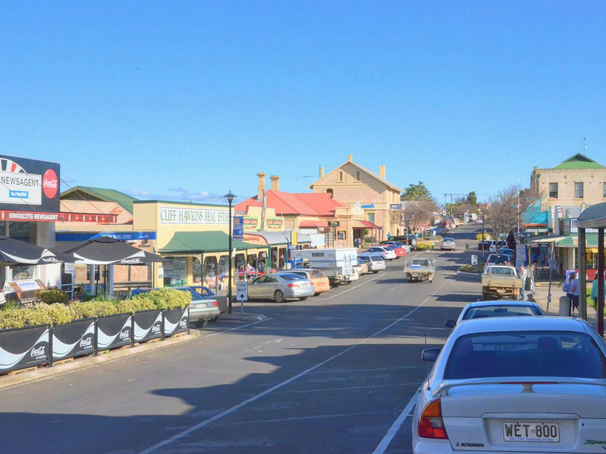 A photo of Kingscote main street