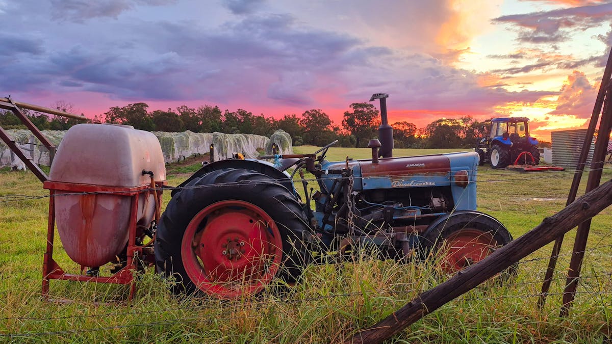 tractor and vineyard