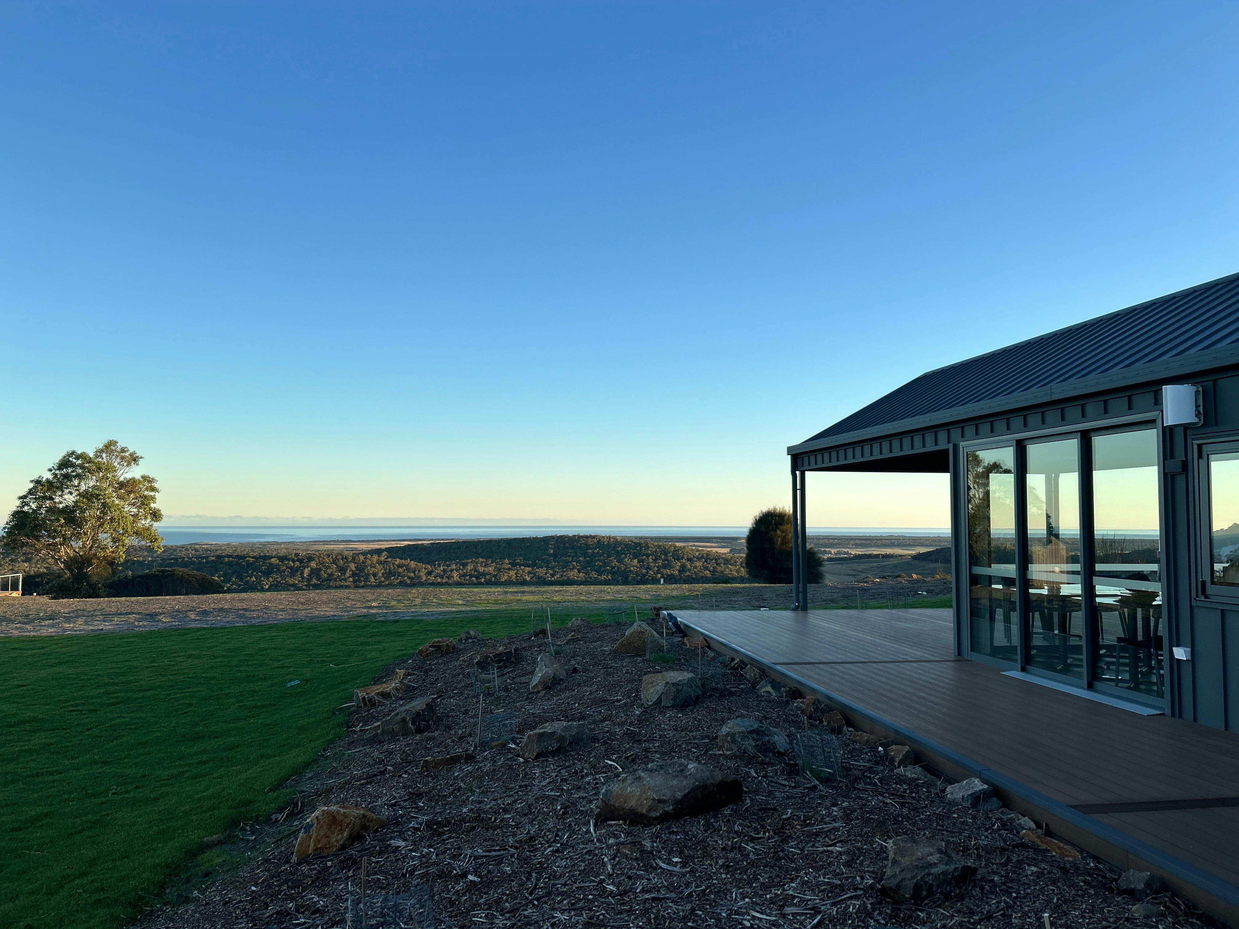 View of cafe bar and lawn