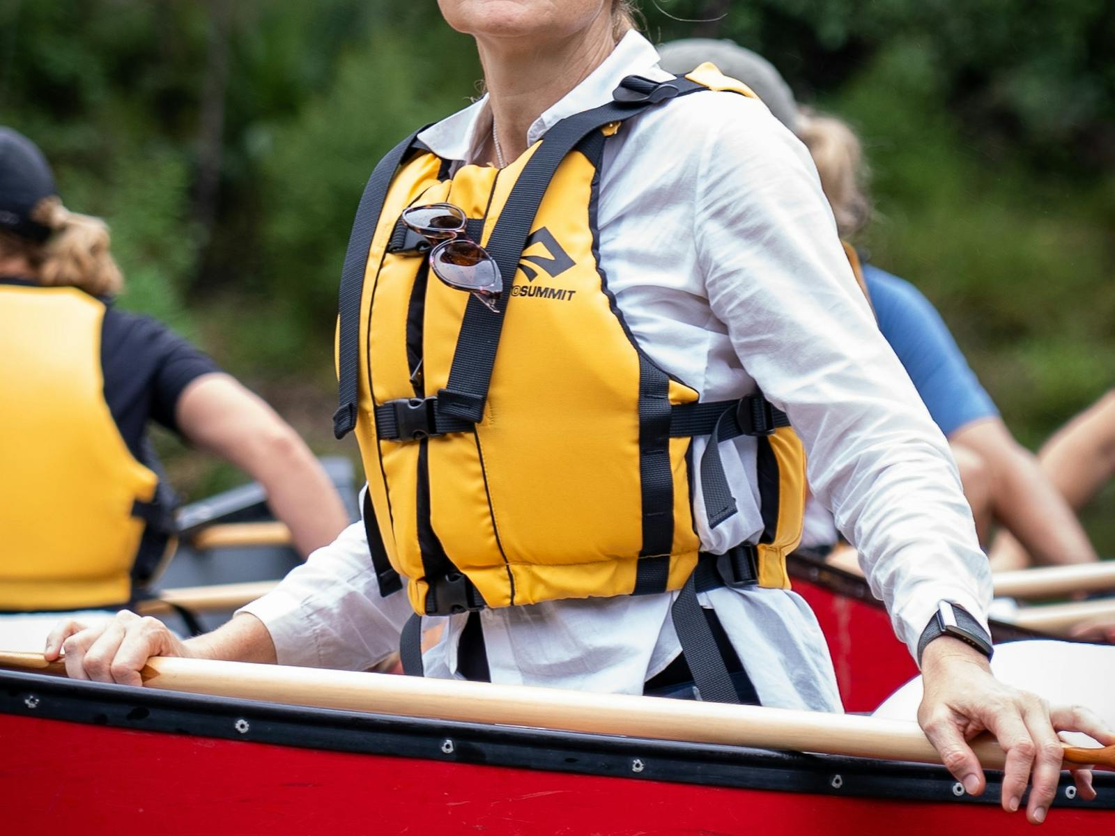 woman in a canoe