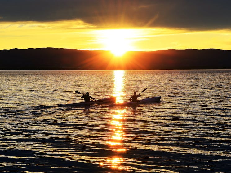Kayaking at sunset on the Lake