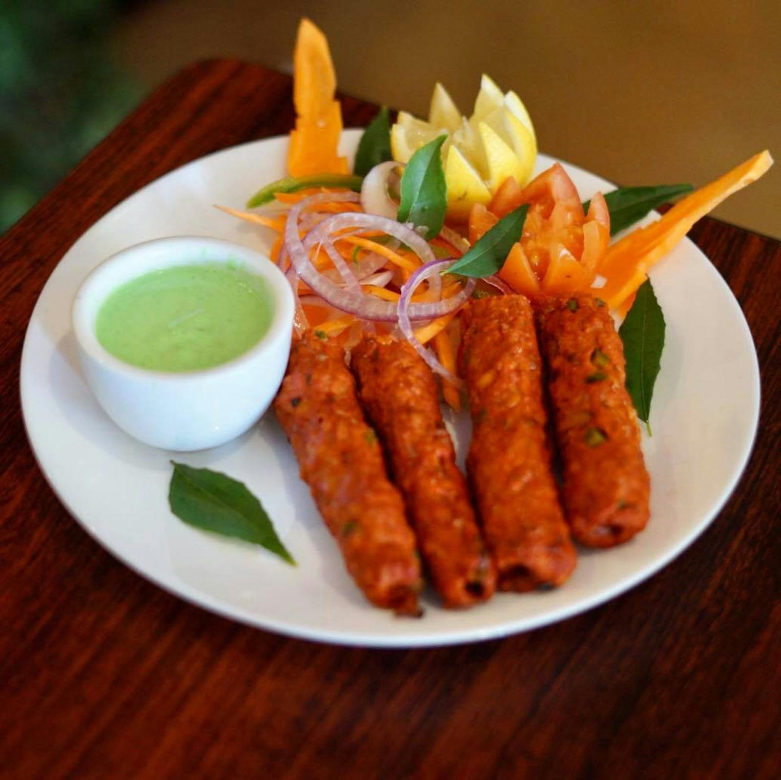 Lamb Seekh Kebab gluten free dish for dinner at New India Restaurant, Adelaide.
