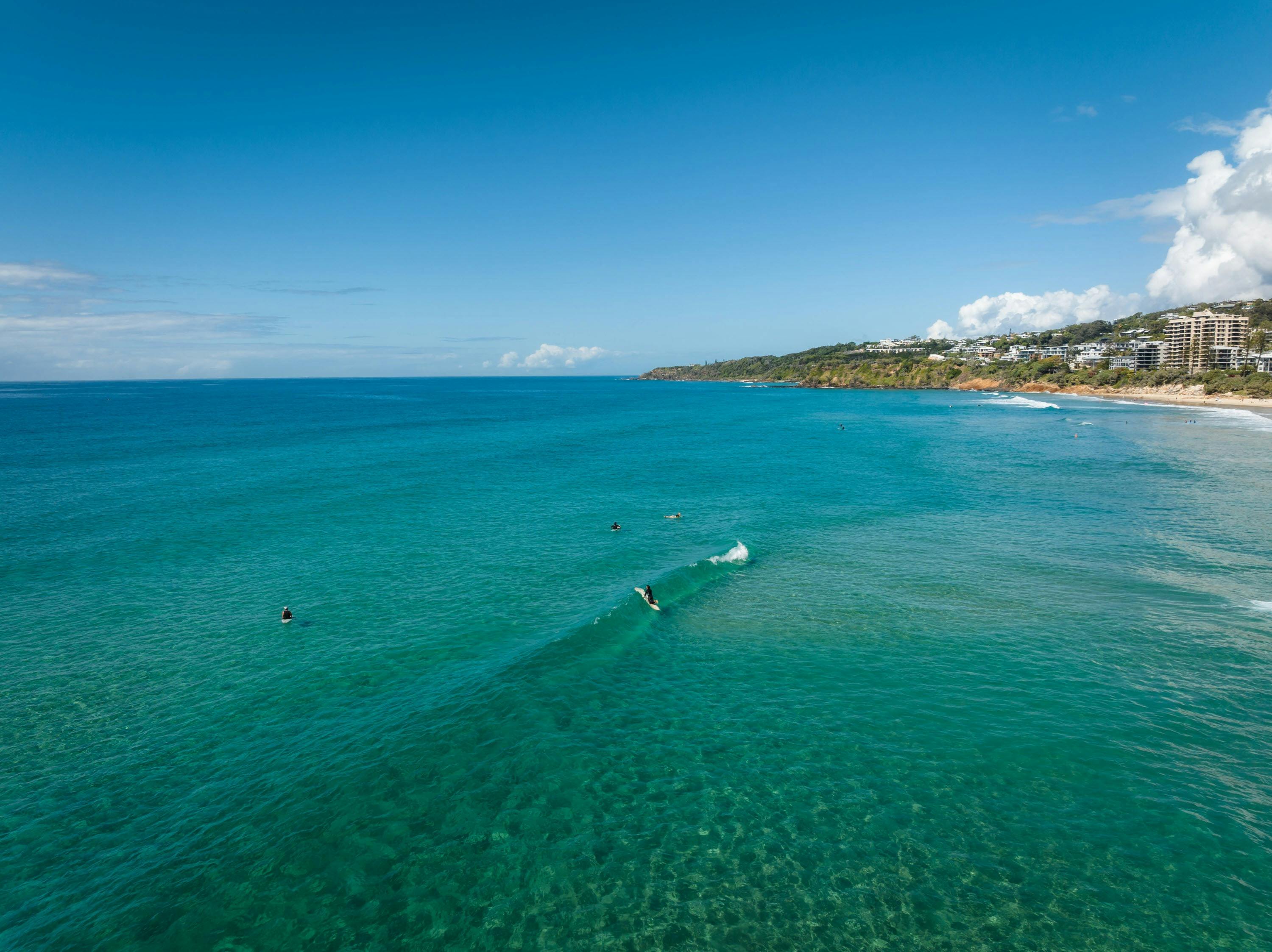 Drone shot of Coolum main beach