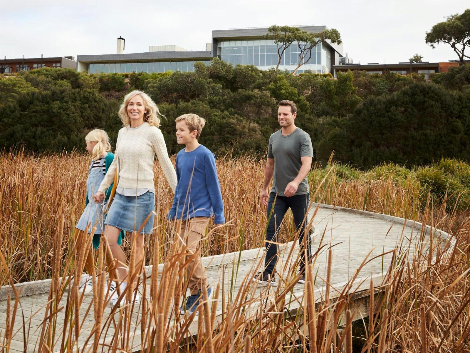 Family on a walk around RACV Inverloch Resort
