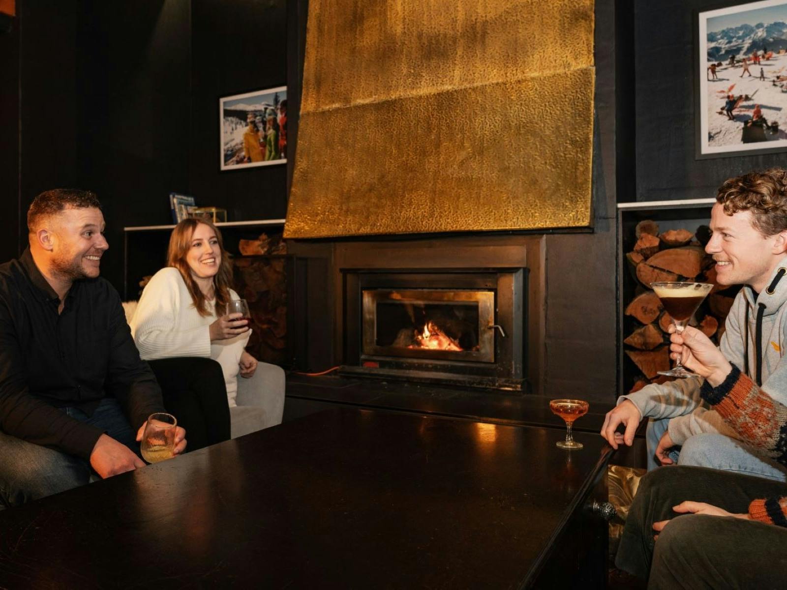Apres drinks by the fire
